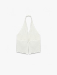 Bürümcük Kolsuz V Yaka Halter Yaka Crop Bluz