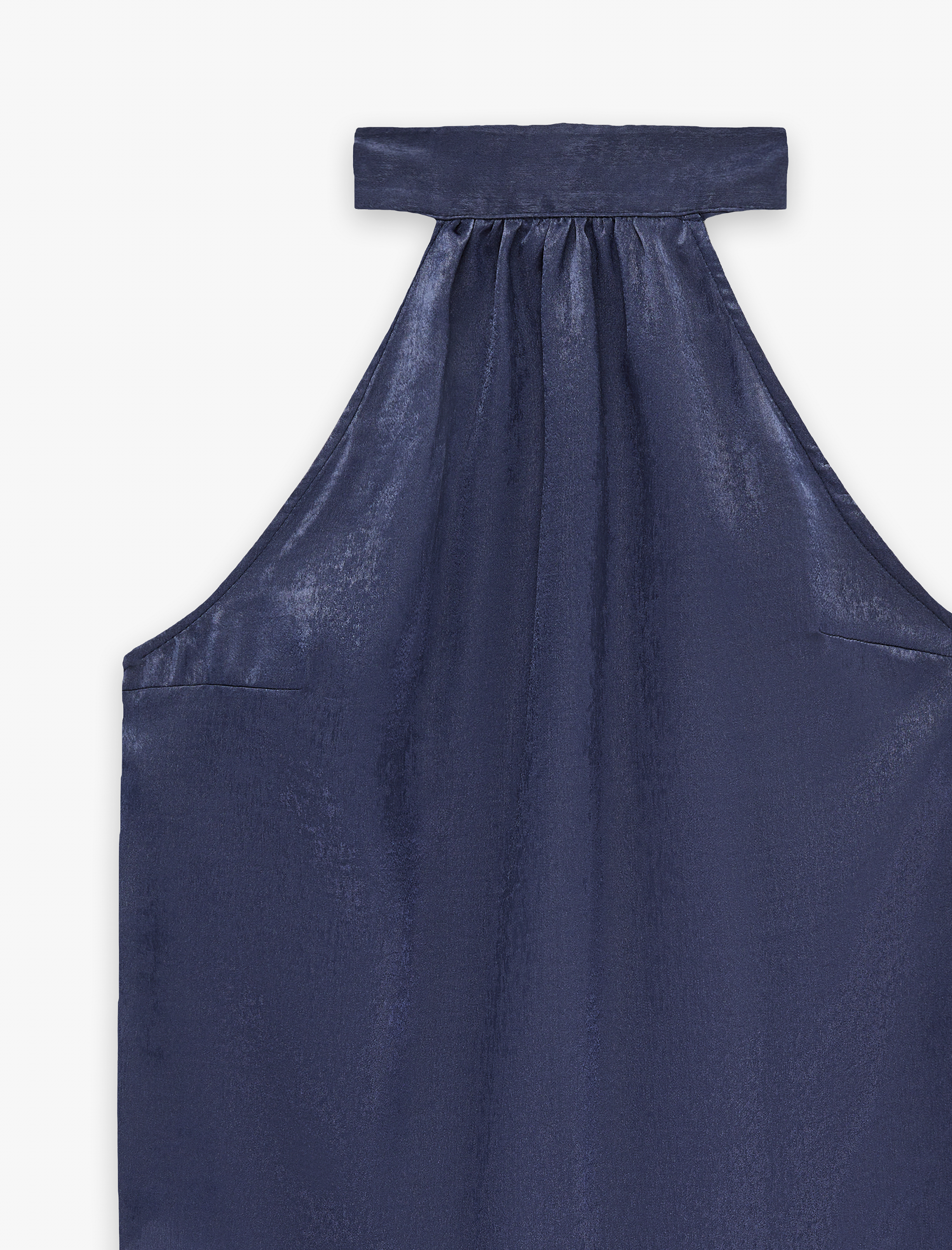   Asimetrik Kolsuz Halter Yaka Saten Bluz