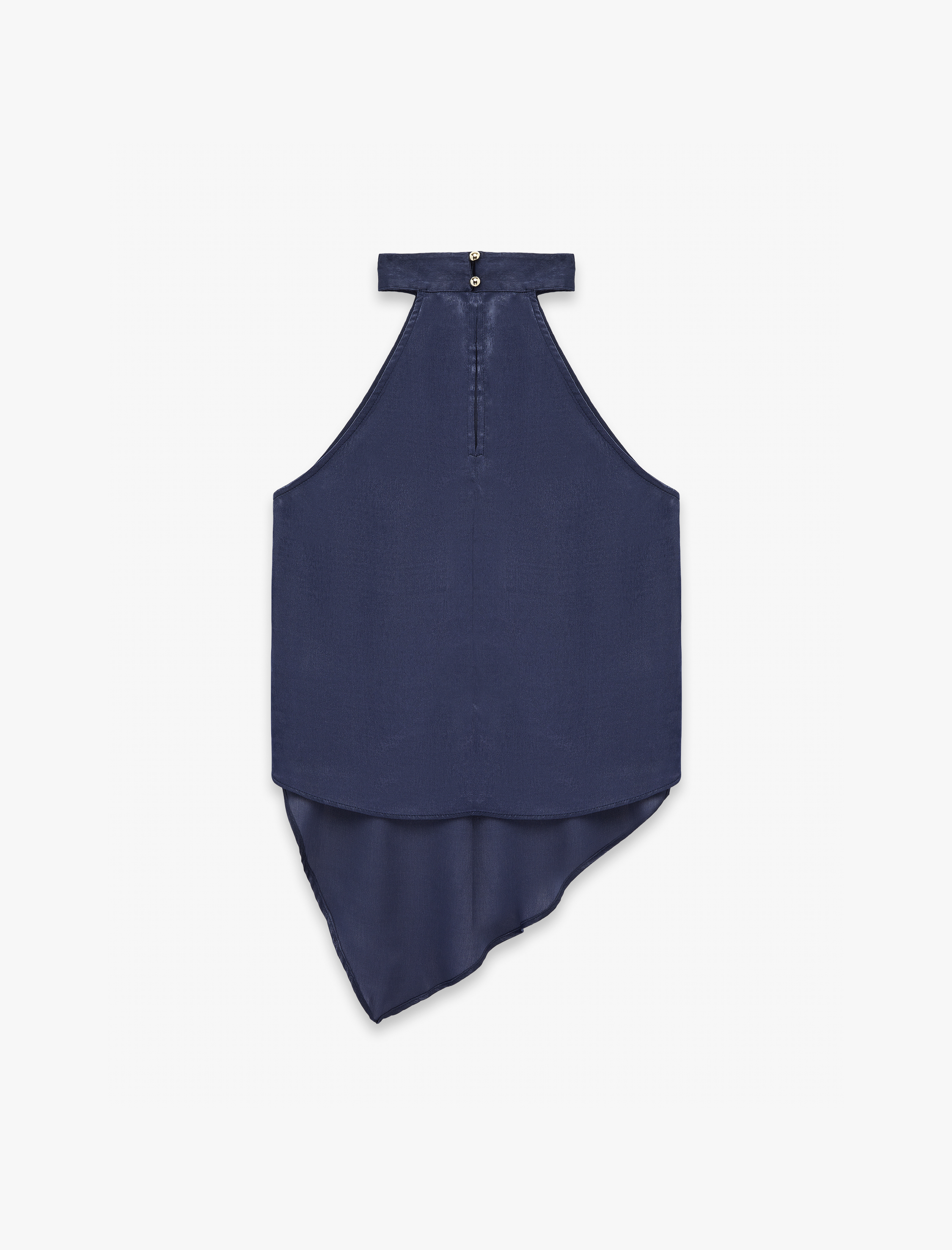   Asimetrik Kolsuz Halter Yaka Saten Bluz