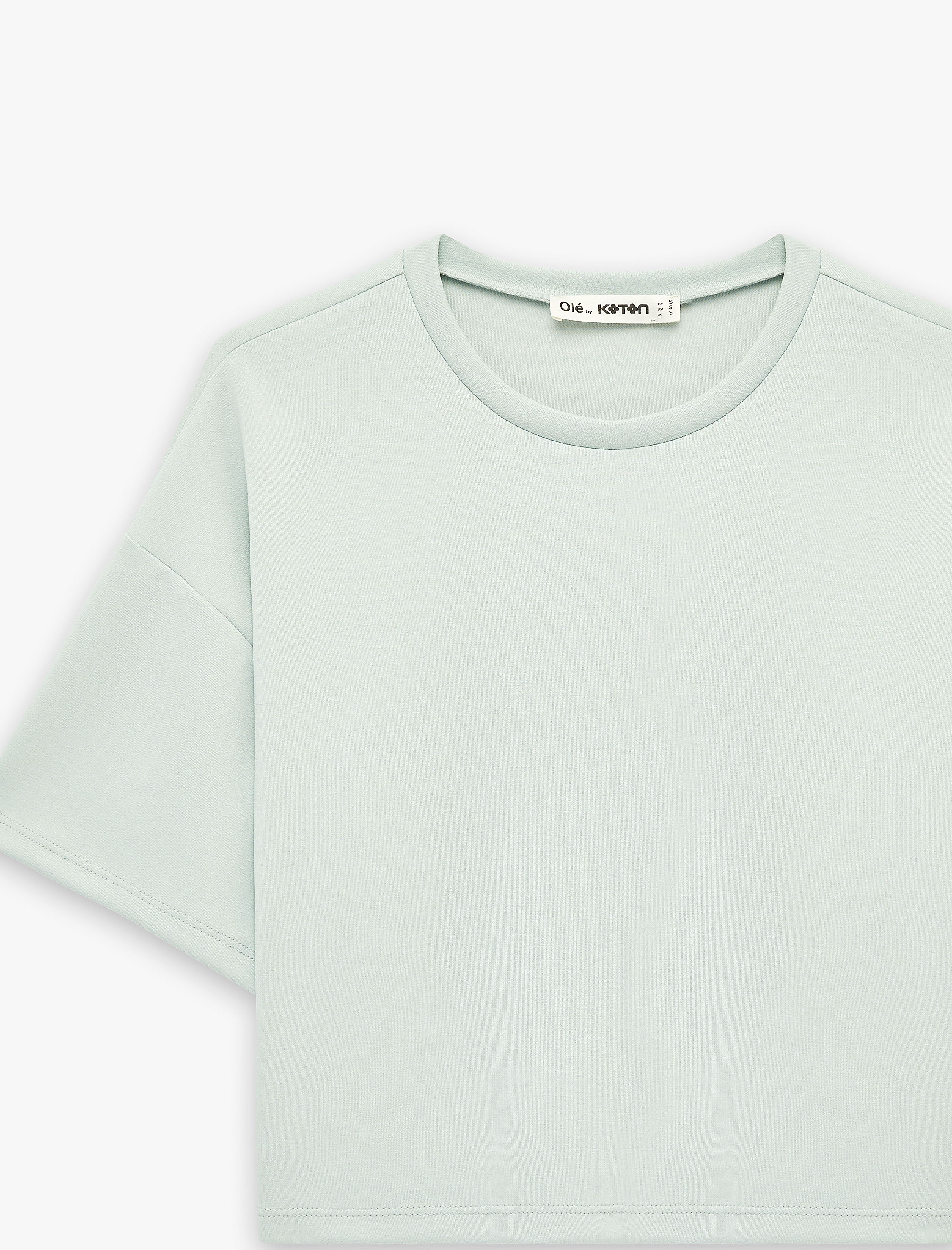   Rahat Kalıp Bisiklet Yaka Viskon Karışımlı Kısa Kollu Tişört