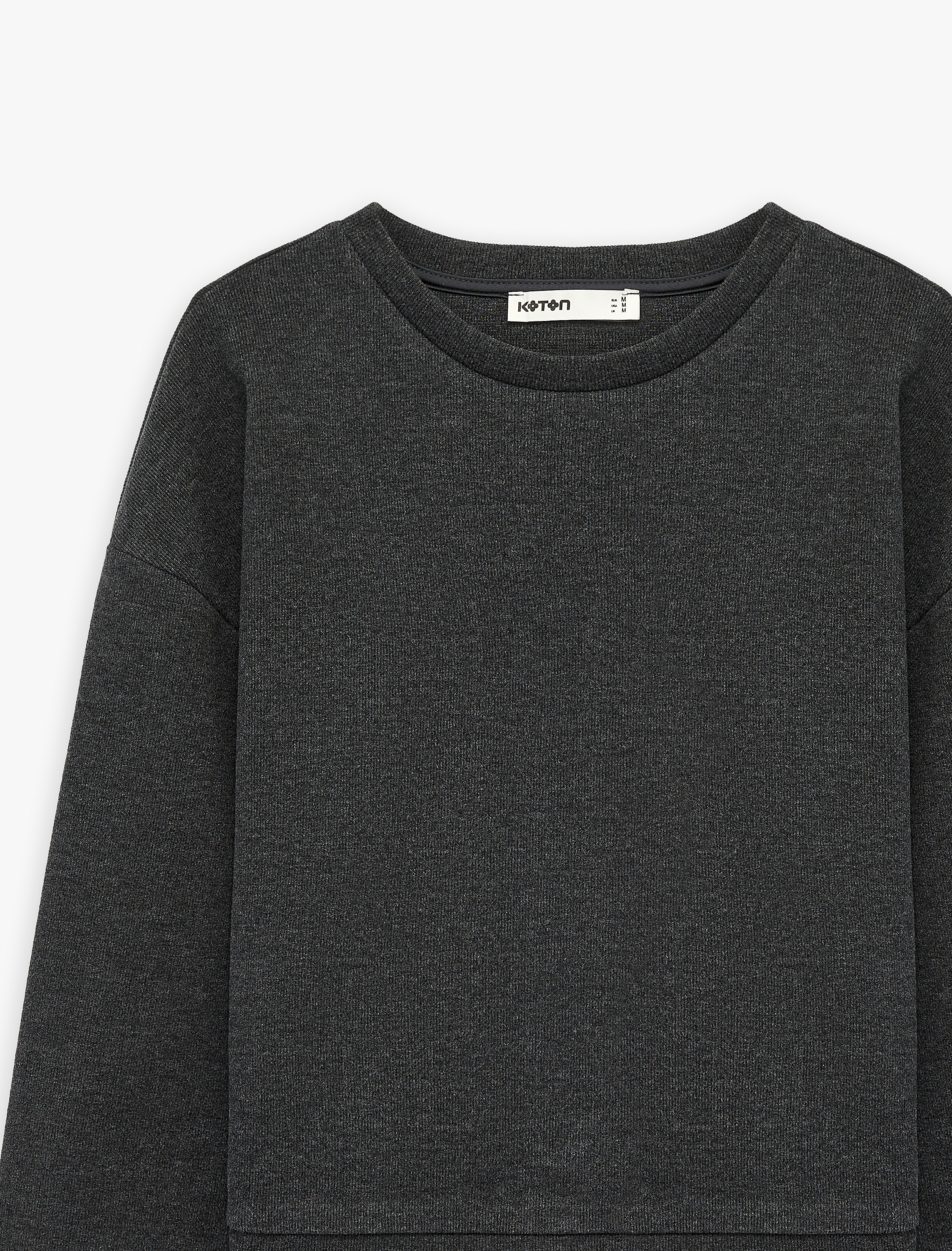   Uzun Kollu Bisiklet Yaka Dantel Detaylı Sweatshirt