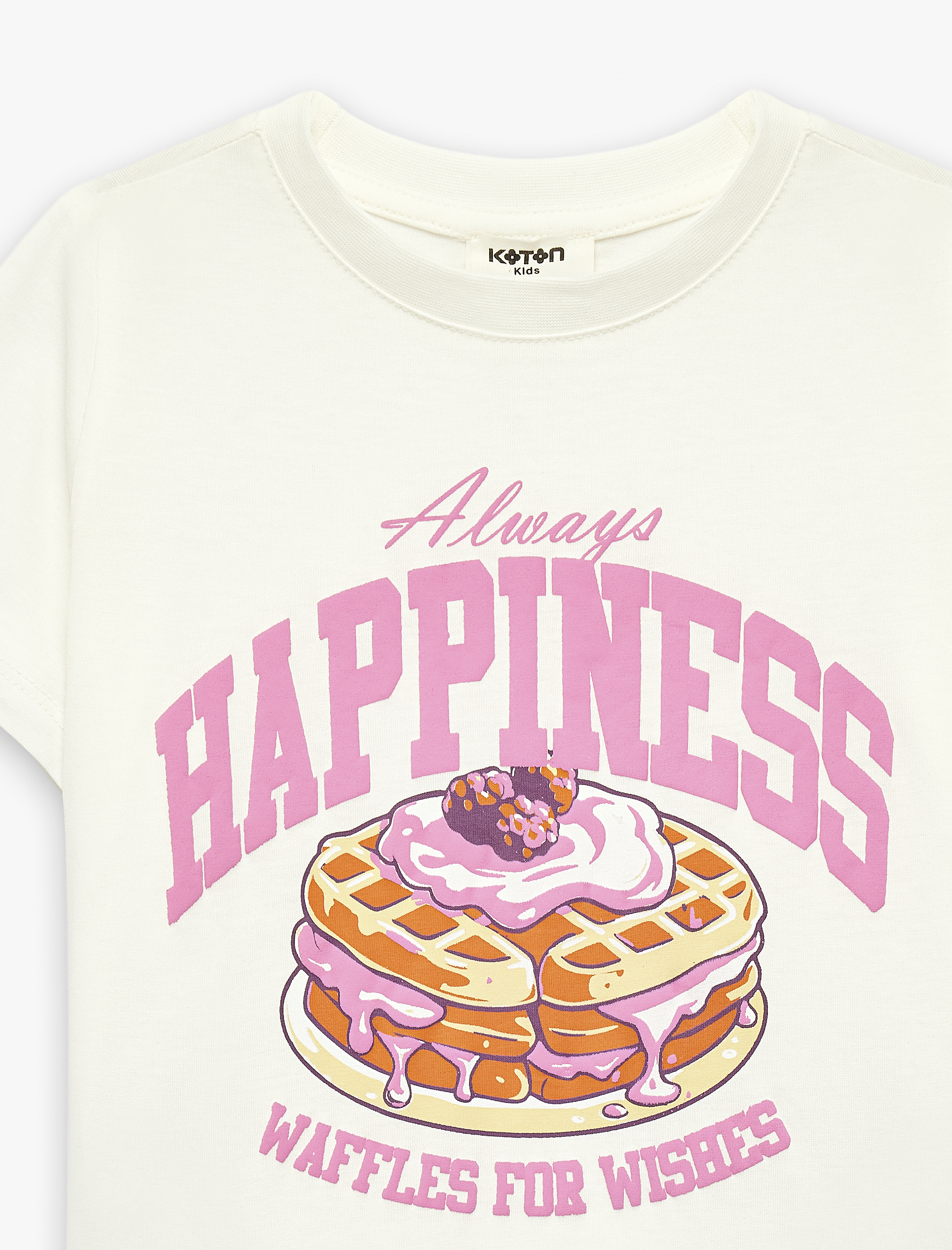  Kız Çocuk Pamuklu Kısa Kollu Bisiklet Yaka Baskılı Tişört