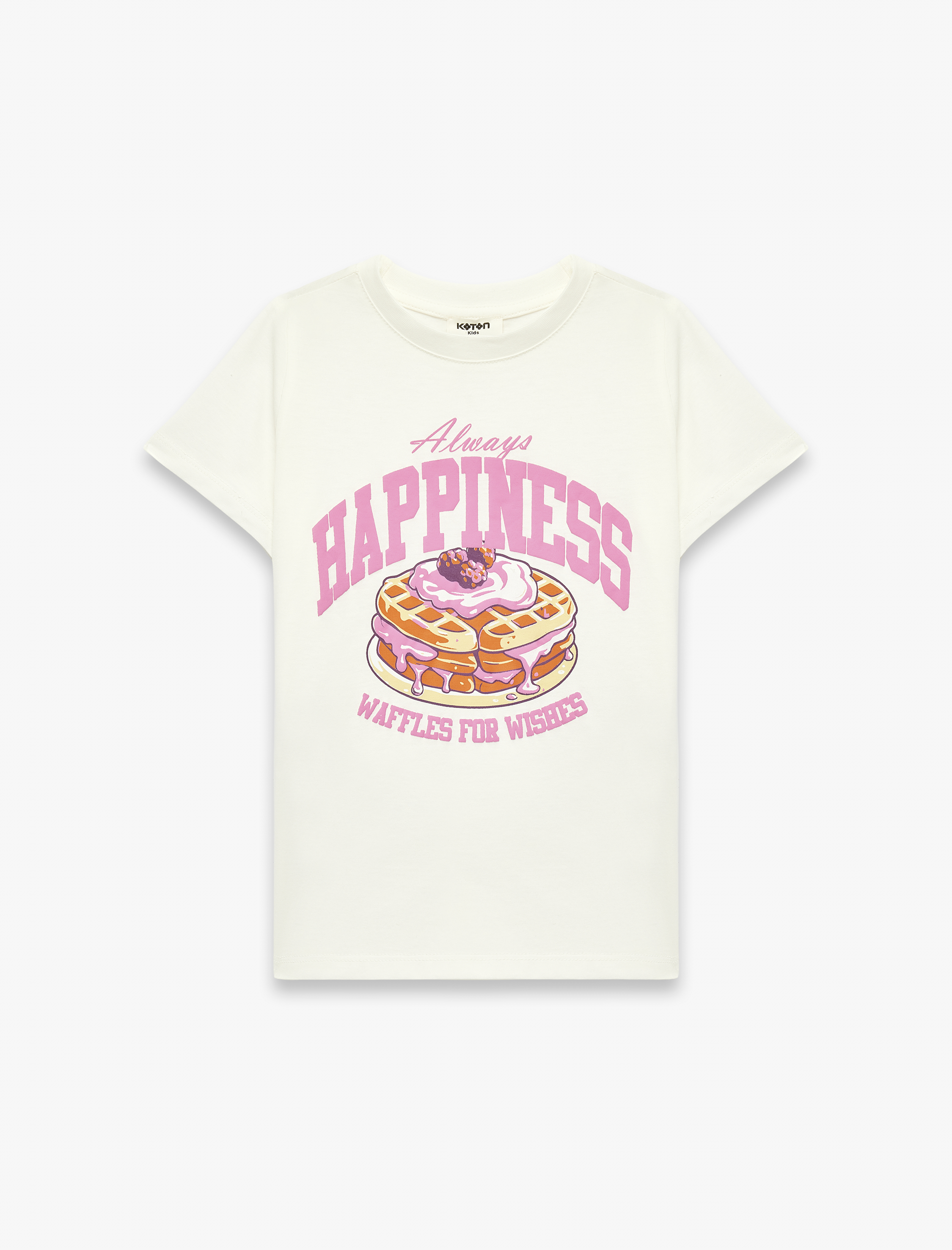  Kız Çocuk Pamuklu Kısa Kollu Bisiklet Yaka Baskılı Tişört