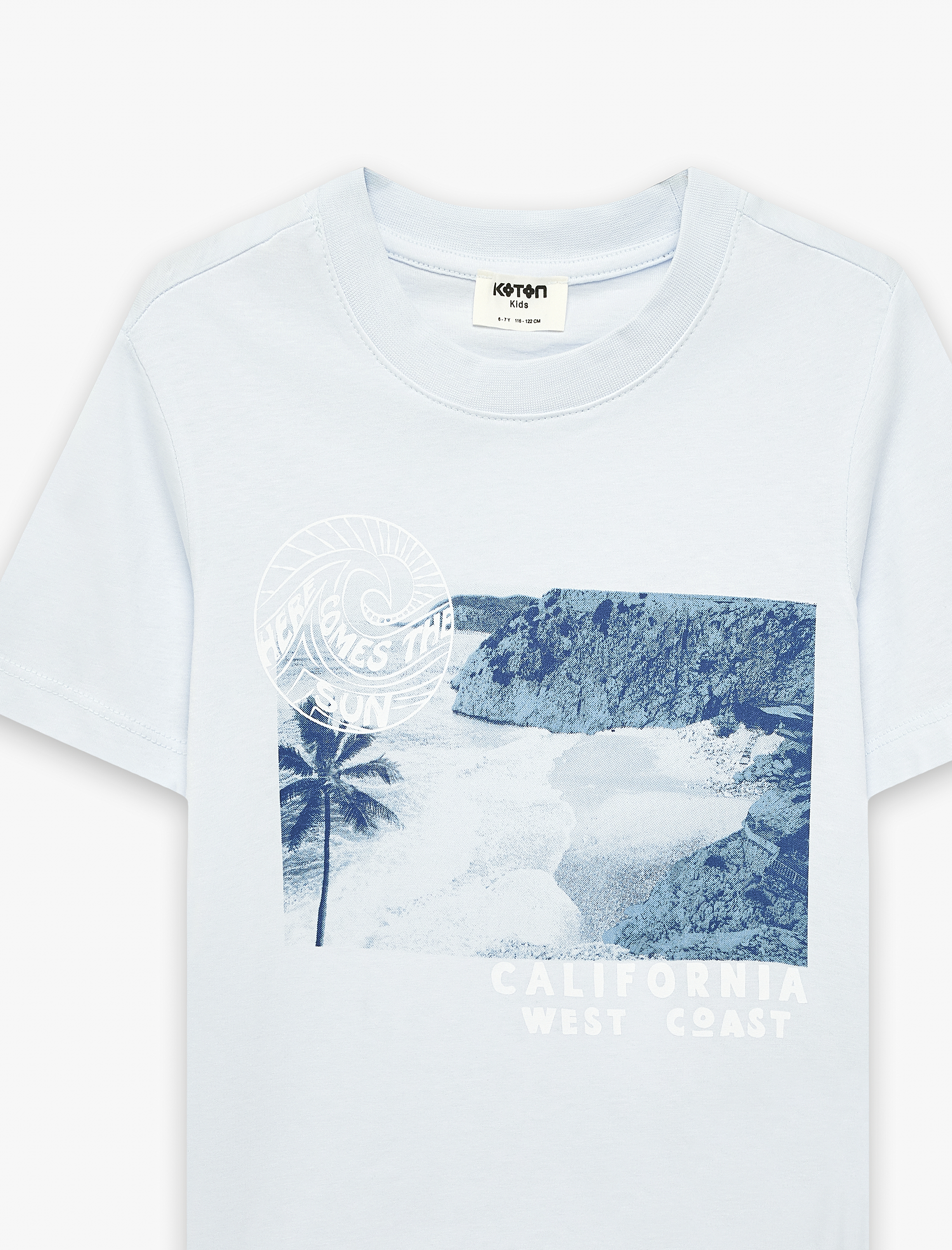  Erkek Çocuk Pamuklu Kısa Kollu Bisiklet Yaka Baskılı Tişört