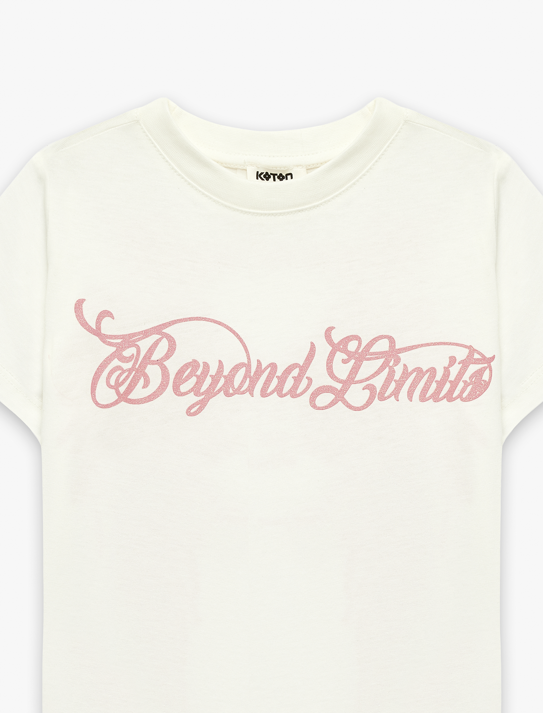  Kız Çocuk Kısa Kollu Sim Detaylı Bisiklet Yaka Pamuklu Arkası Baskılı Tişört