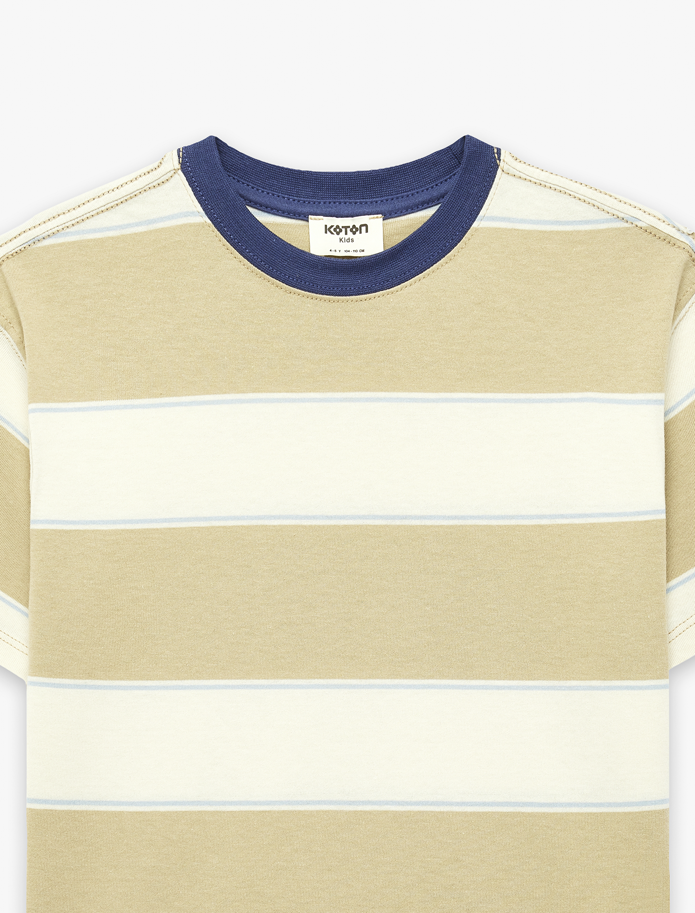  Erkek Çocuk Pamuklu Bisiklet Yaka Kısa Kollu Çizgili Tişört