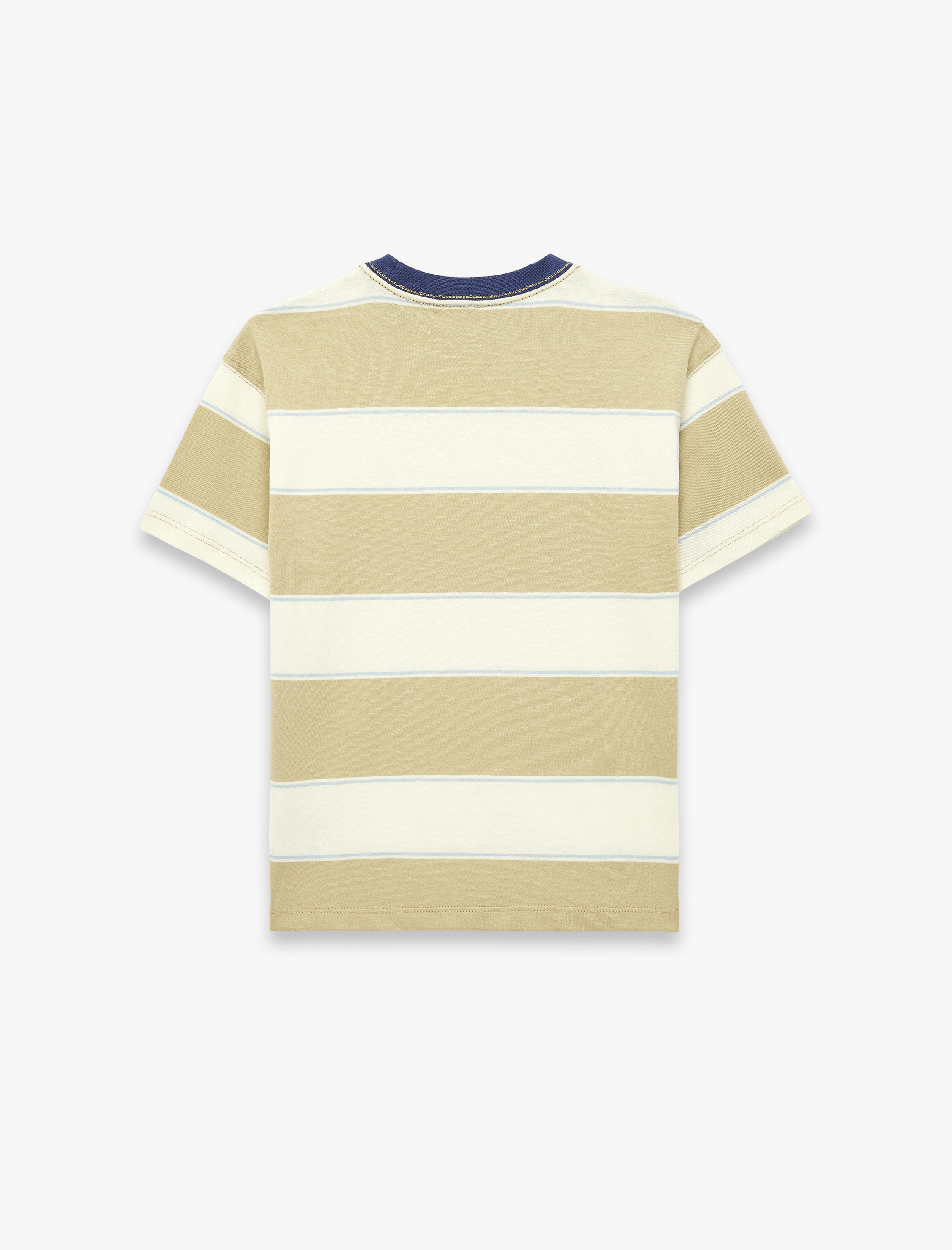  Erkek Çocuk Pamuklu Bisiklet Yaka Kısa Kollu Çizgili Tişört