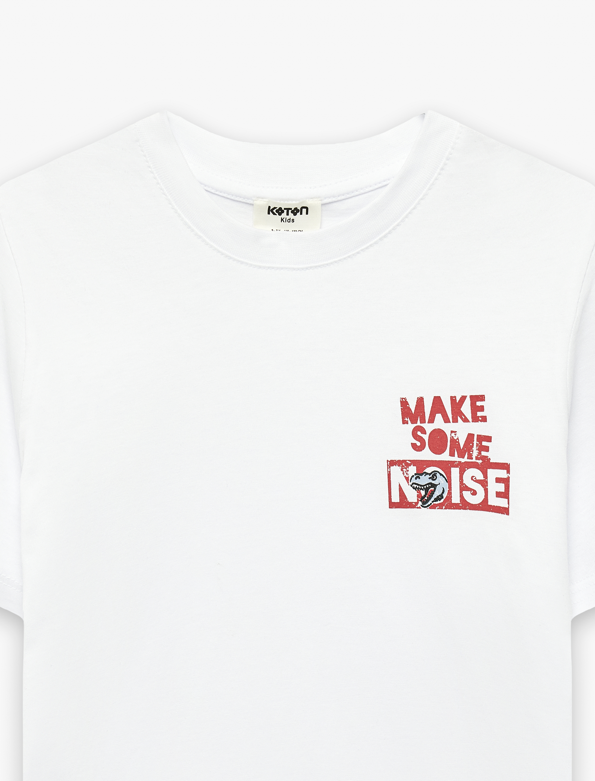  Erkek Çocuk Dinozor Baskı Detaylı Kısa Kollu Bisiklet Yaka Pamuklu Tişört