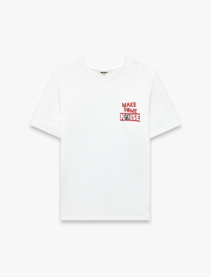 Erkek Çocuk Dinozor Baskı Detaylı Kısa Kollu Bisiklet Yaka Pamuklu Tişört