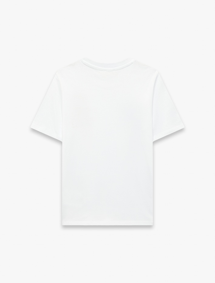 Erkek Çocuk Dinozor Baskı Detaylı Kısa Kollu Bisiklet Yaka Pamuklu Tişört