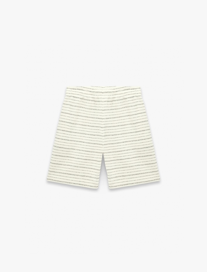 Erkek Çocuk Beli Bağcıklı Cepli Çizgili Bermuda Şort