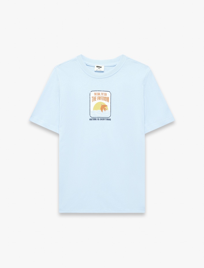 Erkek Çocuk Baskılı Kısa Kollu Bisiklet Yaka Pamuklu Tişört