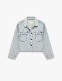 Rahat Kalıp Uzun Kollu Klasik Yaka Cep Detaylı Denim Ceket