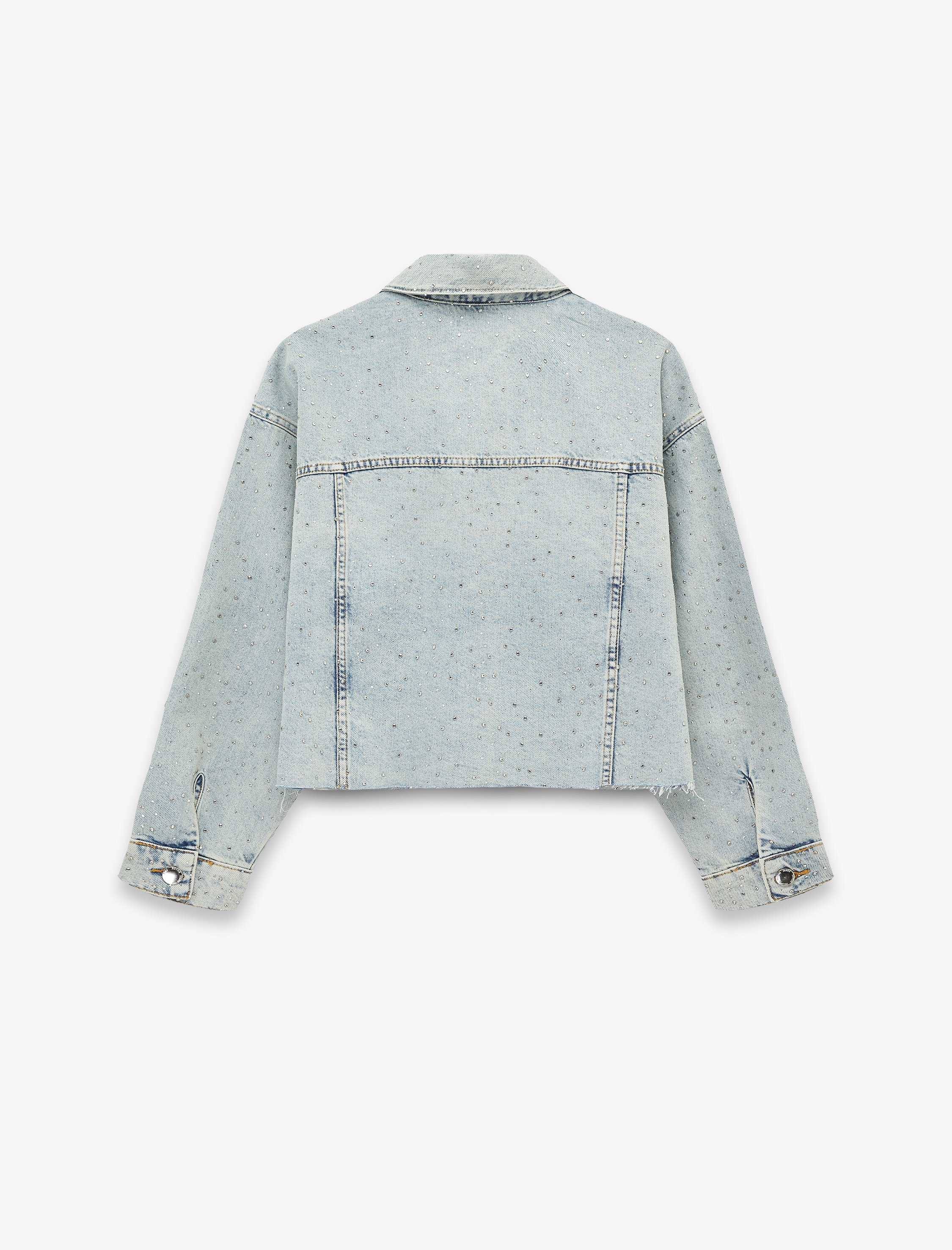   Rahat Kalıp Uzun Kollu Klasik Yaka Cep Detaylı Denim Ceket