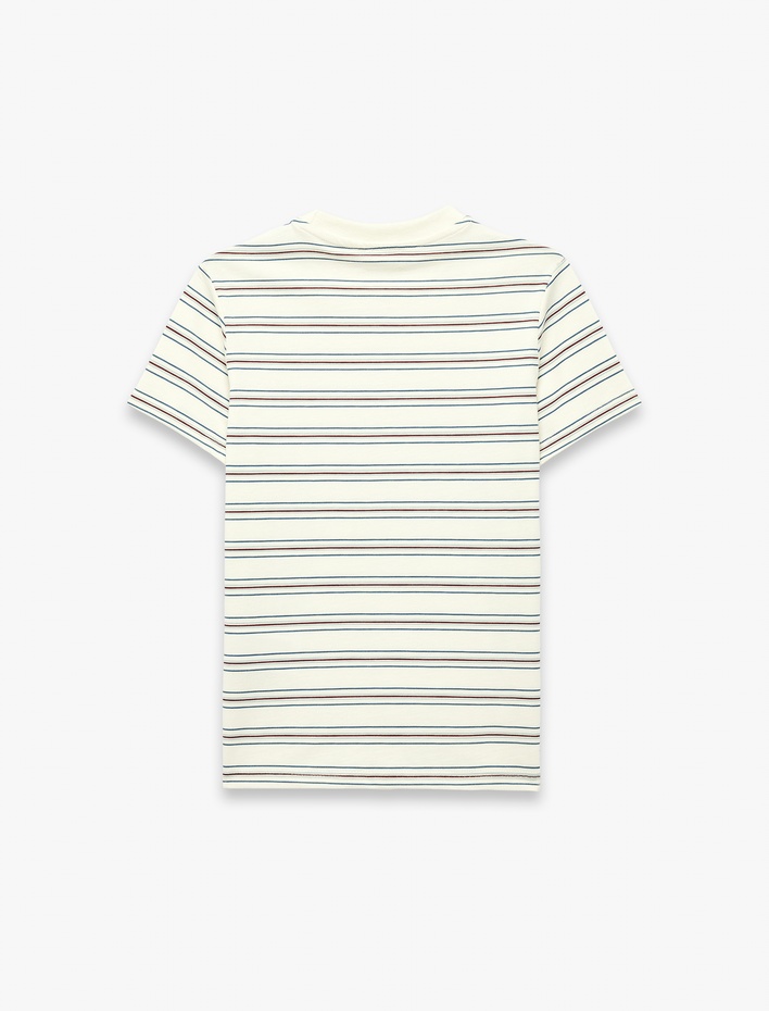 Erkek Çocuk Pamuklu Kısa Kollu Bisiklet Yaka Çizgili Tişört