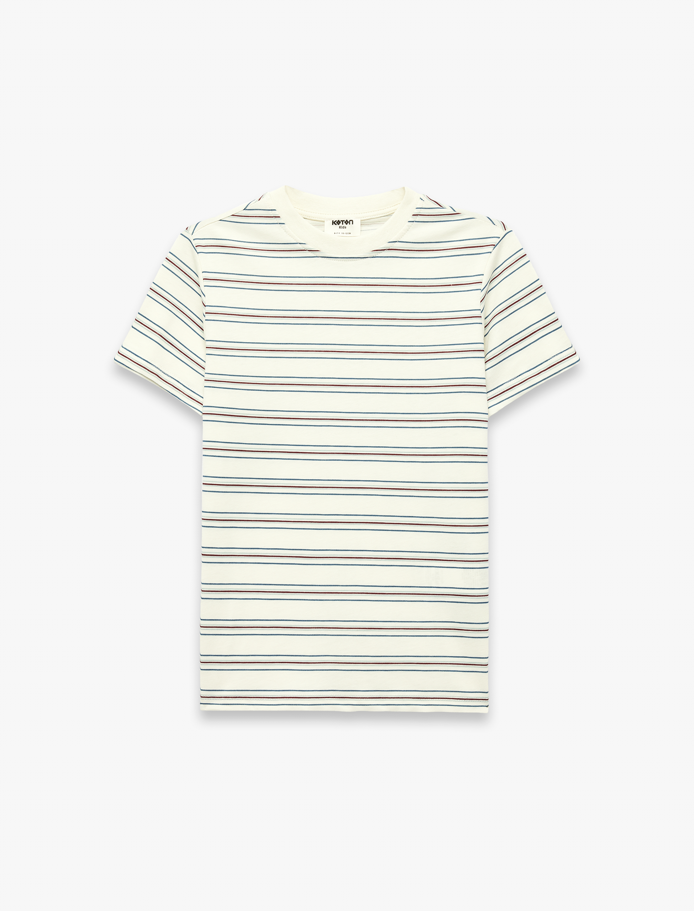  Erkek Çocuk Pamuklu Kısa Kollu Bisiklet Yaka Çizgili Tişört