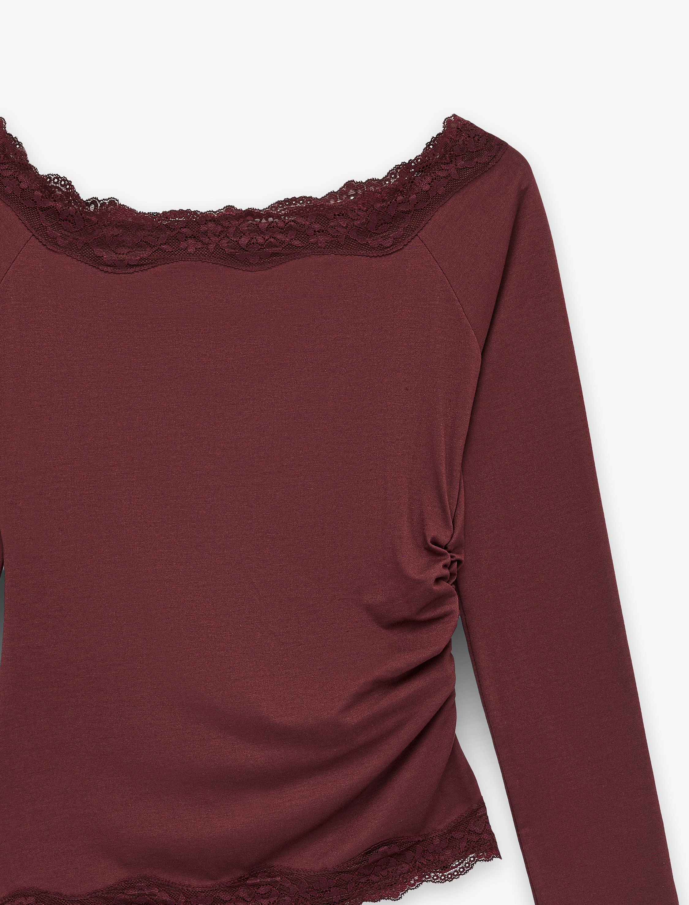   Asimetrik Yaka Uzun Kollu Slim Fit Bluz