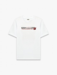 Bisiklet Yaka Kısa Kollu Pamuklu Arkası Baskılı Tişört