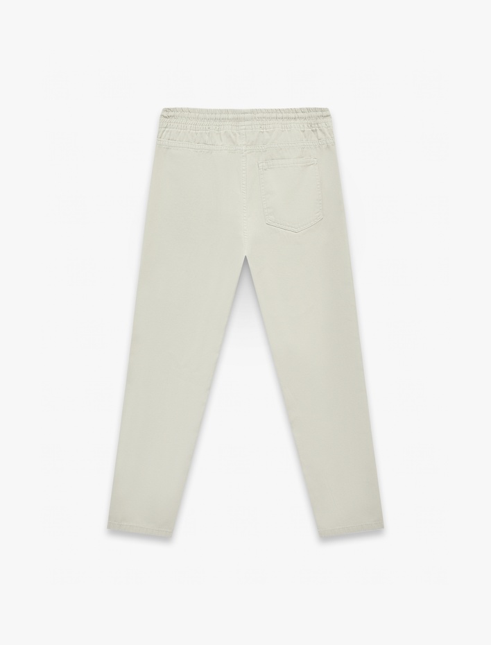  Regular Fit Pamuklu Cepli Gabardin Beli Bağcıklı Pantolon