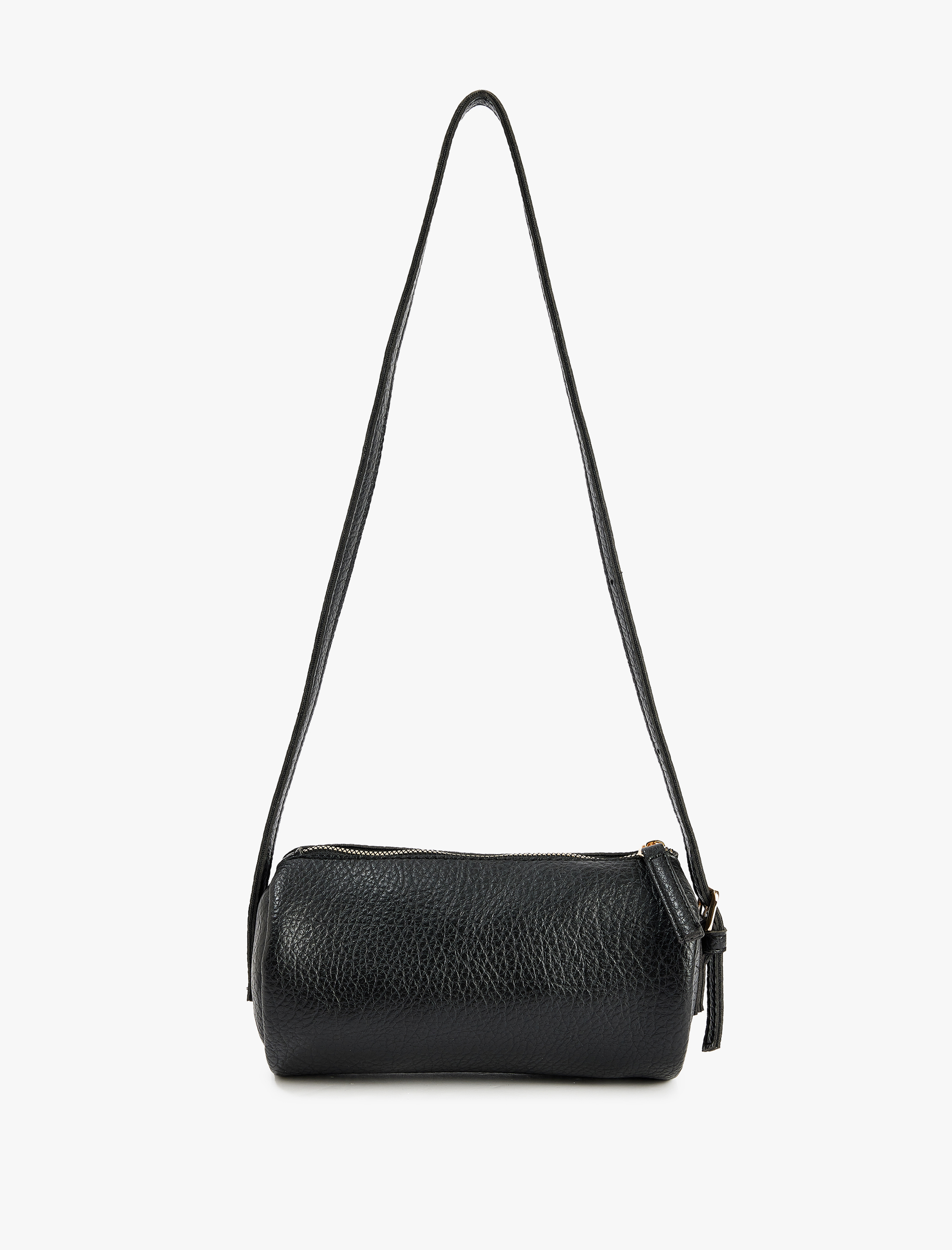  Kadın Fermuarlı Deri Görünümlü Askılı Silindir Omuz Çantası