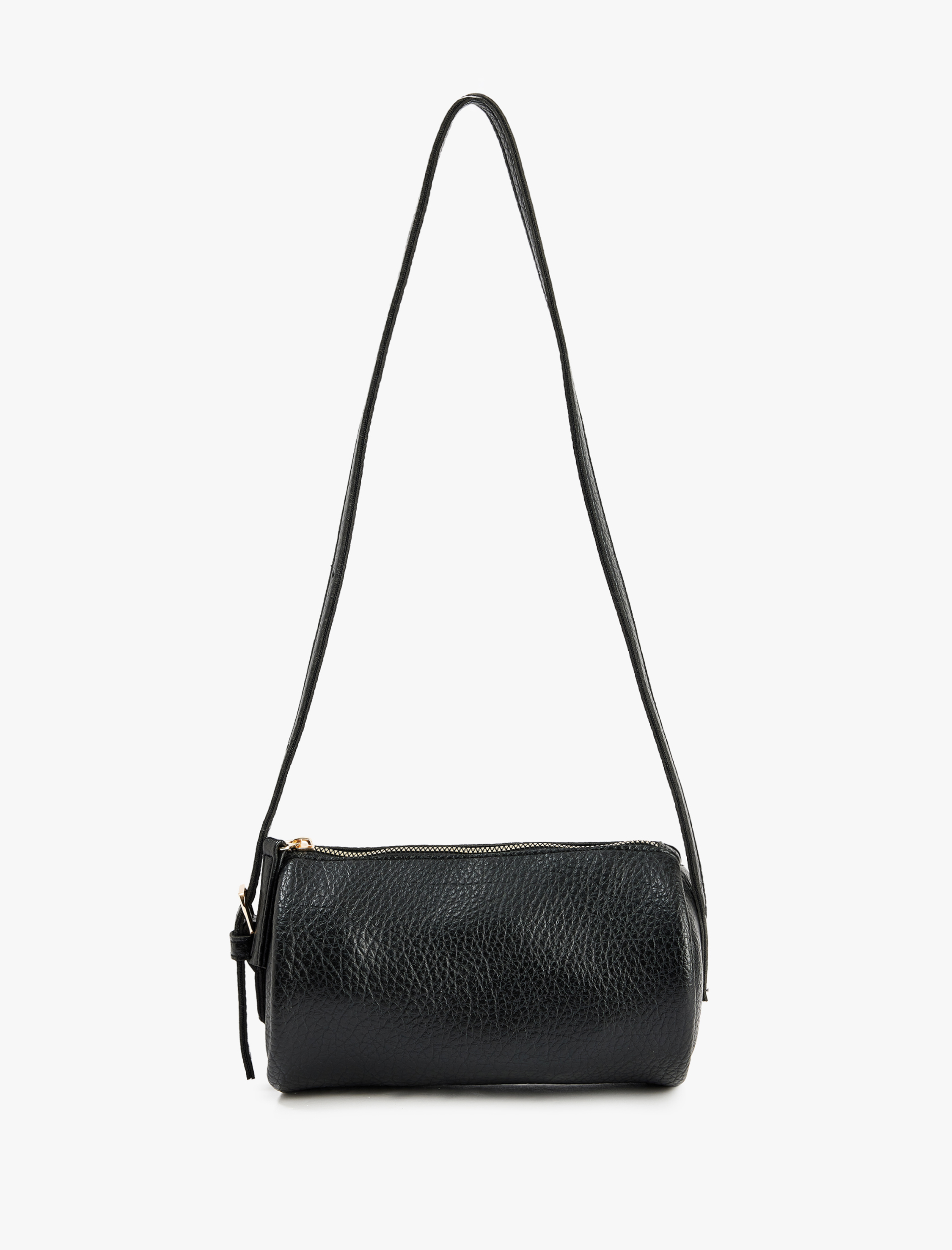  Kadın Fermuarlı Deri Görünümlü Askılı Silindir Omuz Çantası