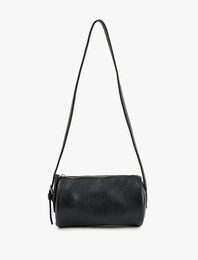 Fermuarlı Deri Görünümlü Askılı Silindir Omuz Çantası