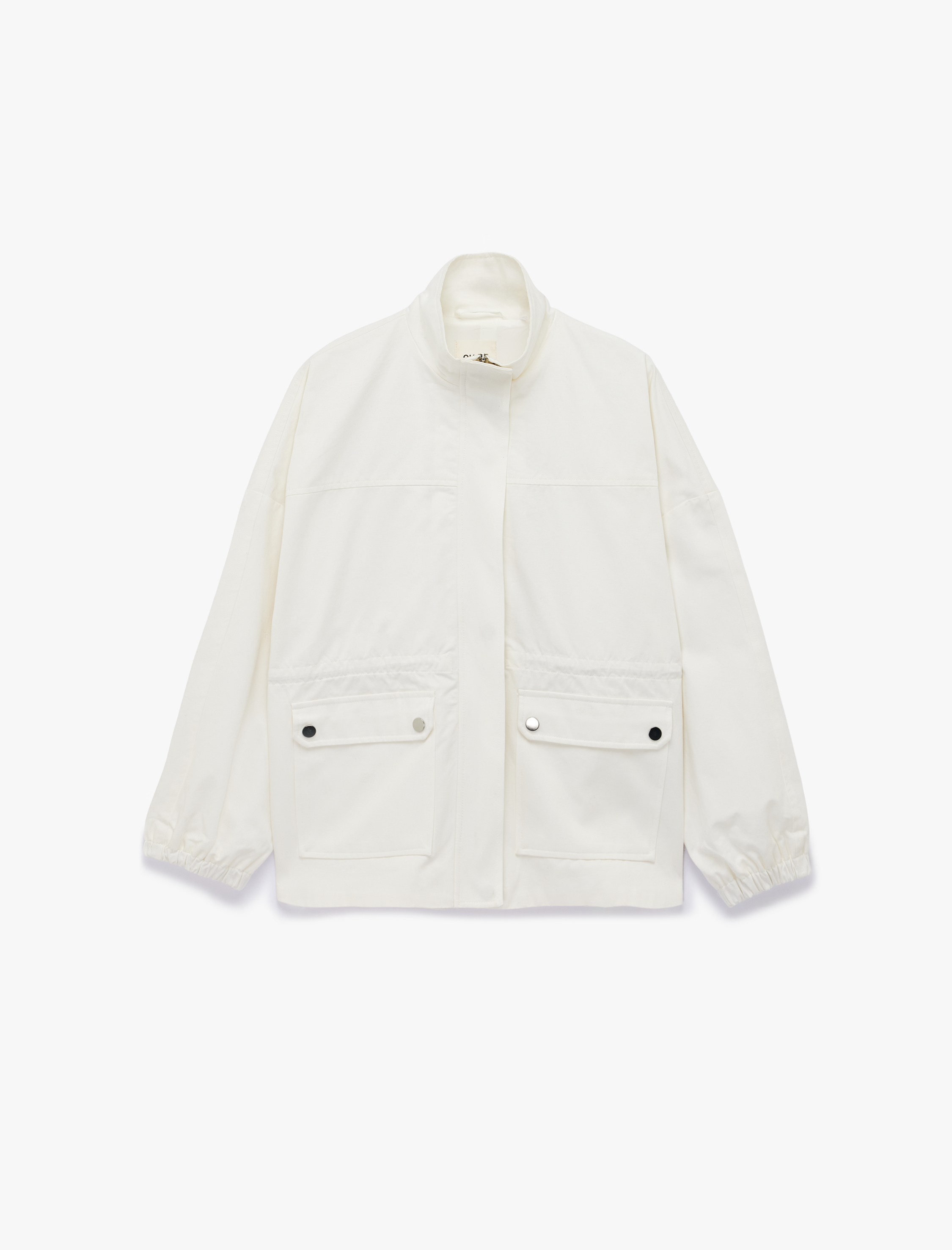   Cep Detaylı Fermuarlı Büzgülü Dik Yaka Mevsimlik Ceket