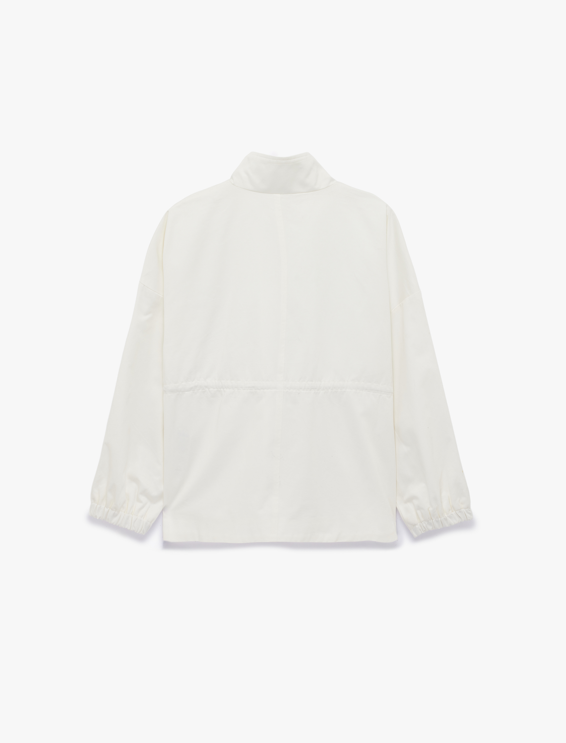   Cep Detaylı Fermuarlı Büzgülü Dik Yaka Mevsimlik Ceket