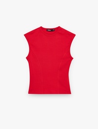 Pamuklu Bisiklet Yaka Slim Fit Kolsuz Tişört