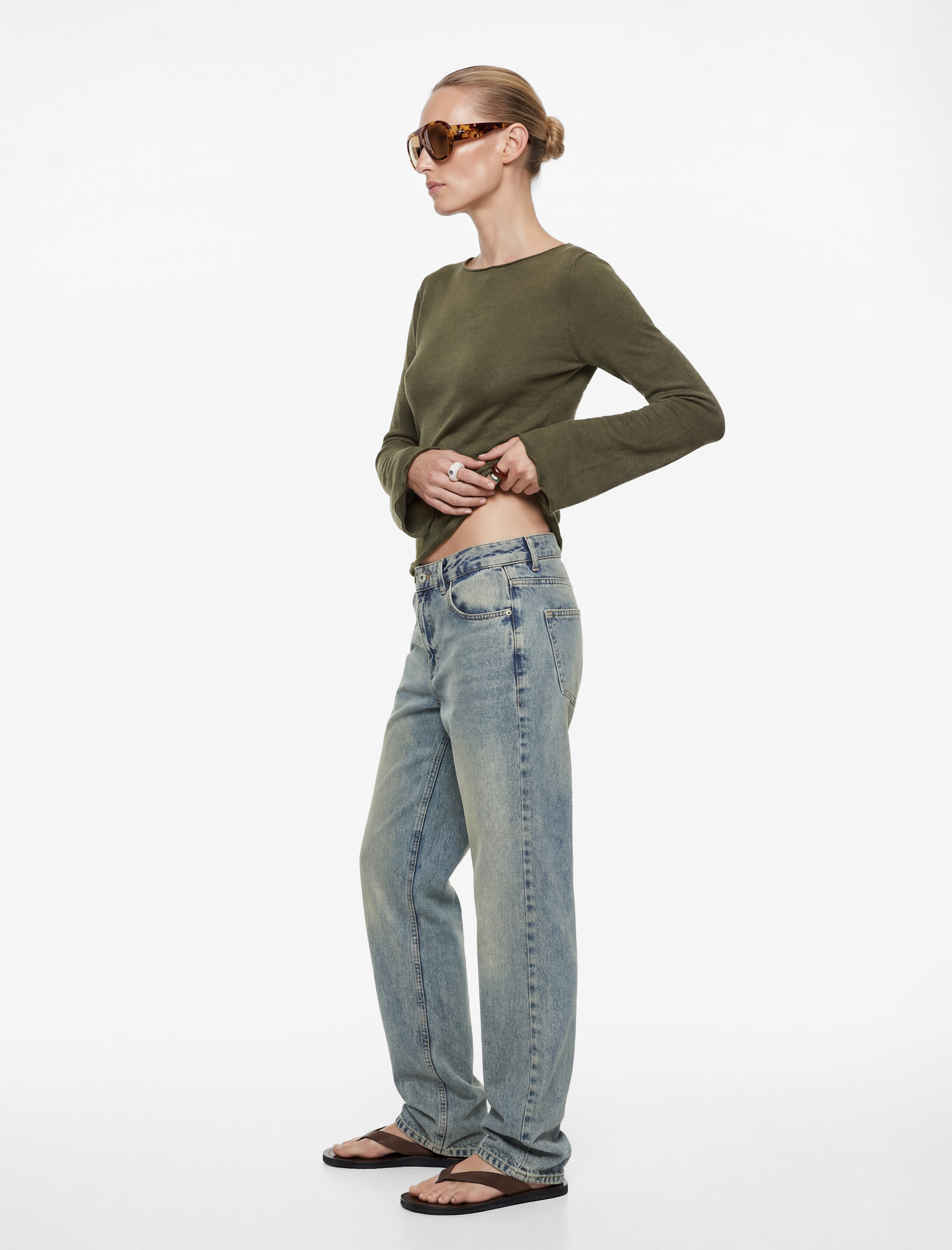   Uzun Kollu Bisiklet Yaka Viskon Triko Kazak