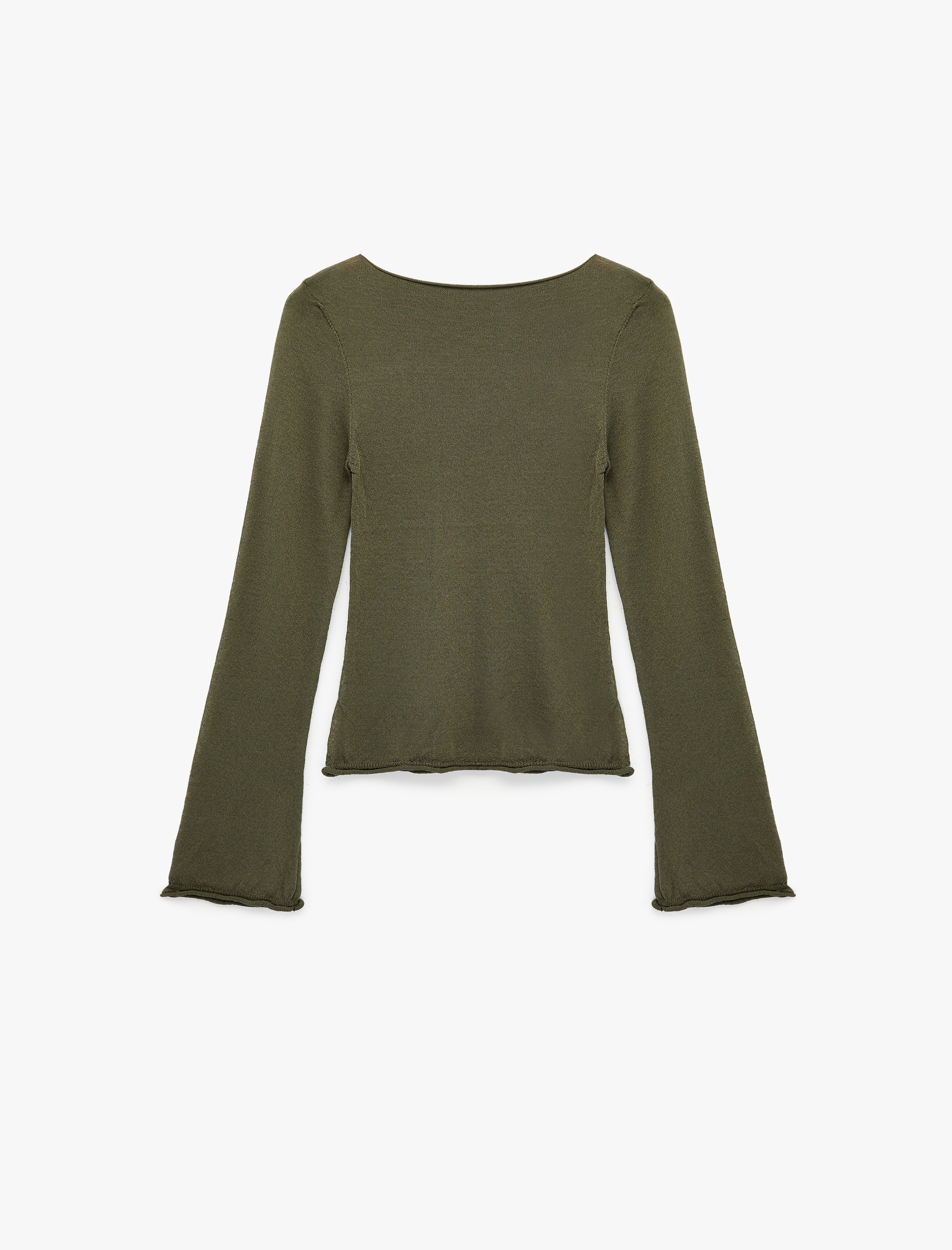   Uzun Kollu Bisiklet Yaka Viskon Triko Kazak