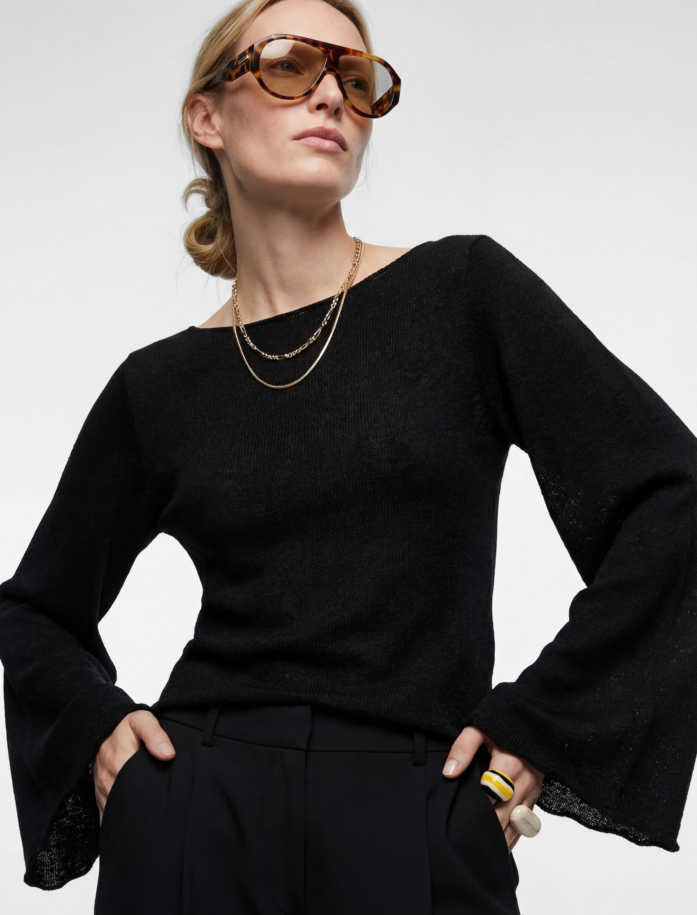   Uzun Kollu Bisiklet Yaka Viskon Triko Kazak