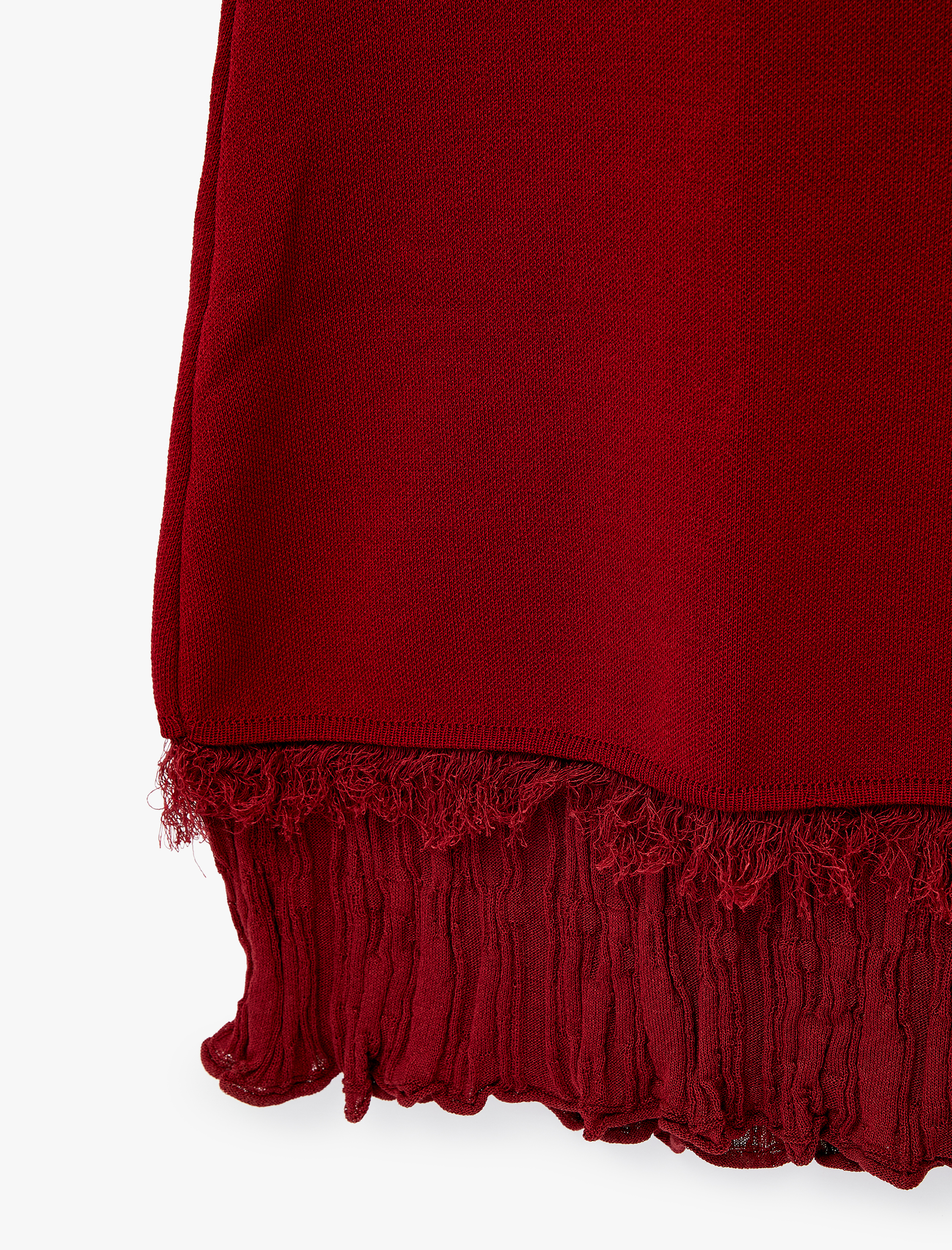   Etek Ucu Püskül Detaylı Fırfırlı Bisiklet Yaka Kolsuz Viskon Triko Mini Elbise