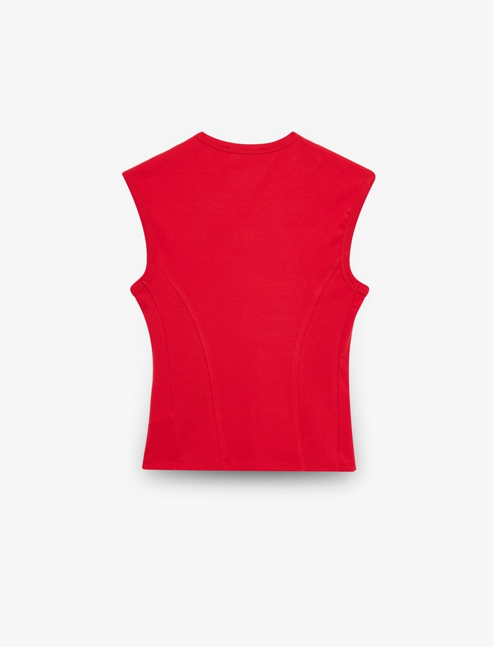  Pamuklu Bisiklet Yaka Slim Fit Kolsuz Tişört