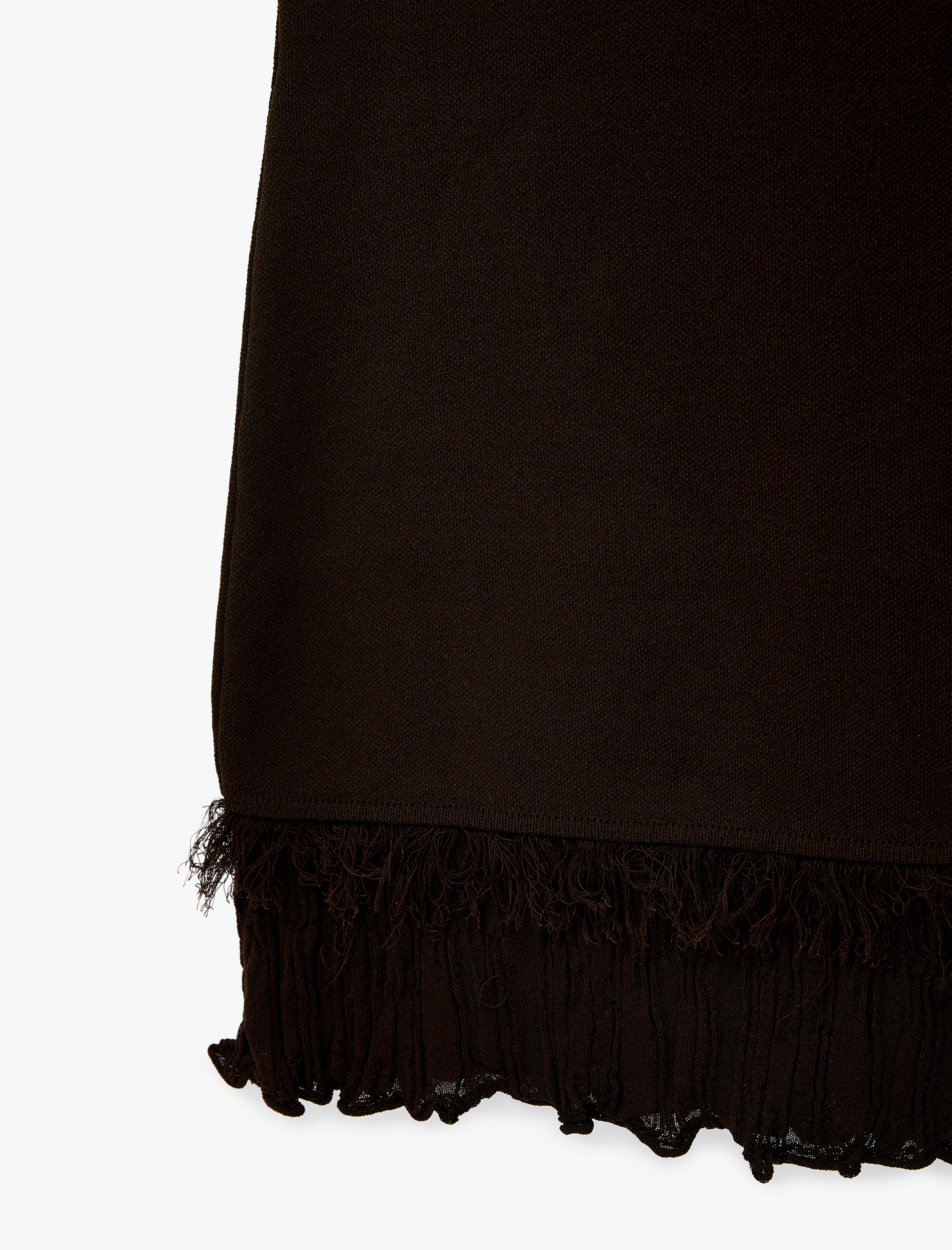   Etek Ucu Püskül Detaylı Fırfırlı Bisiklet Yaka Kolsuz Viskon Triko Mini Elbise