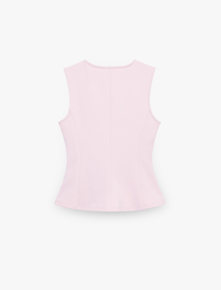  Pamuklu Slim Fit Kolsuz Bisiklet Yaka Bluz