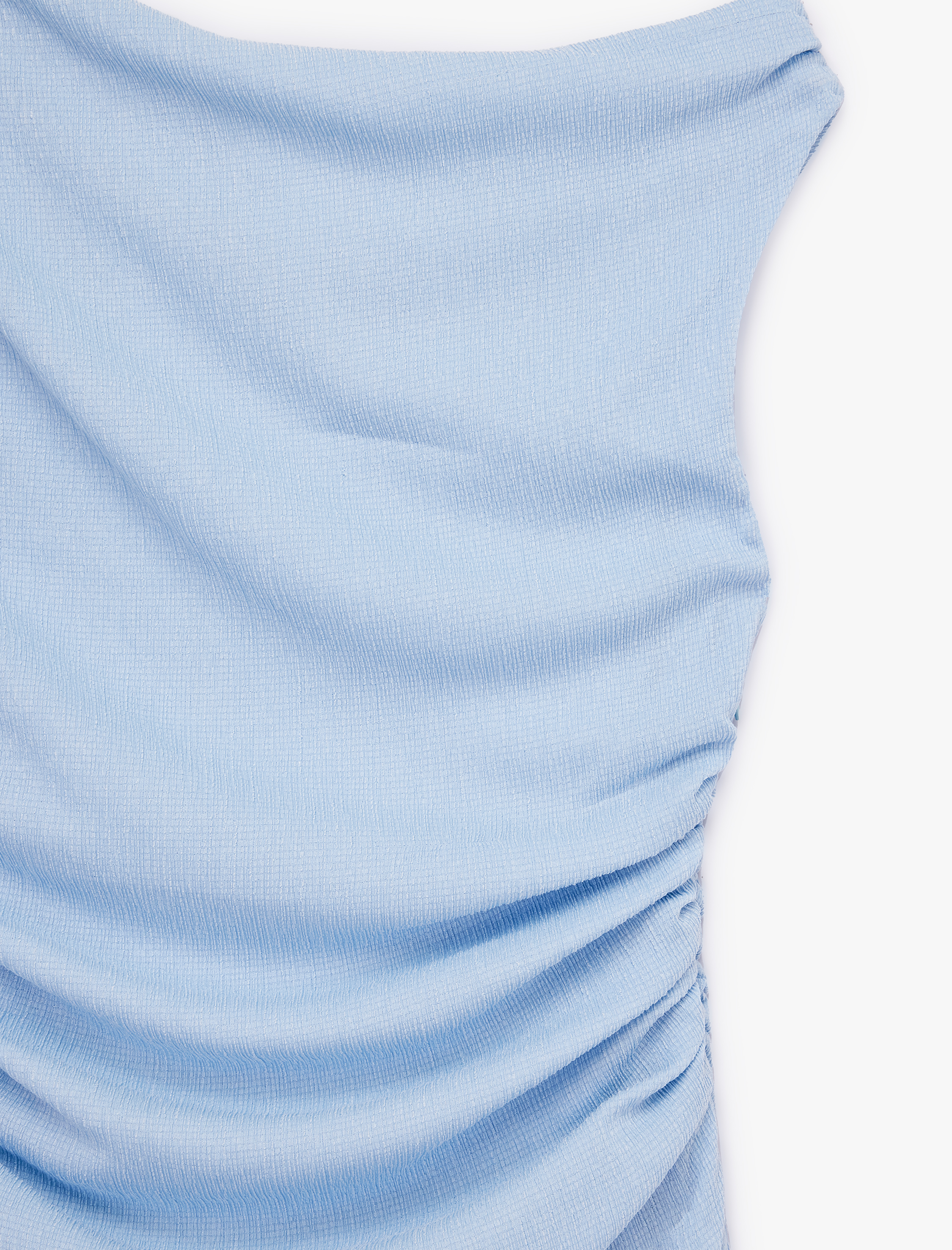   Asimetrik Yaka Kolsuz Drapeli Uzun Tek Omuz Elbise