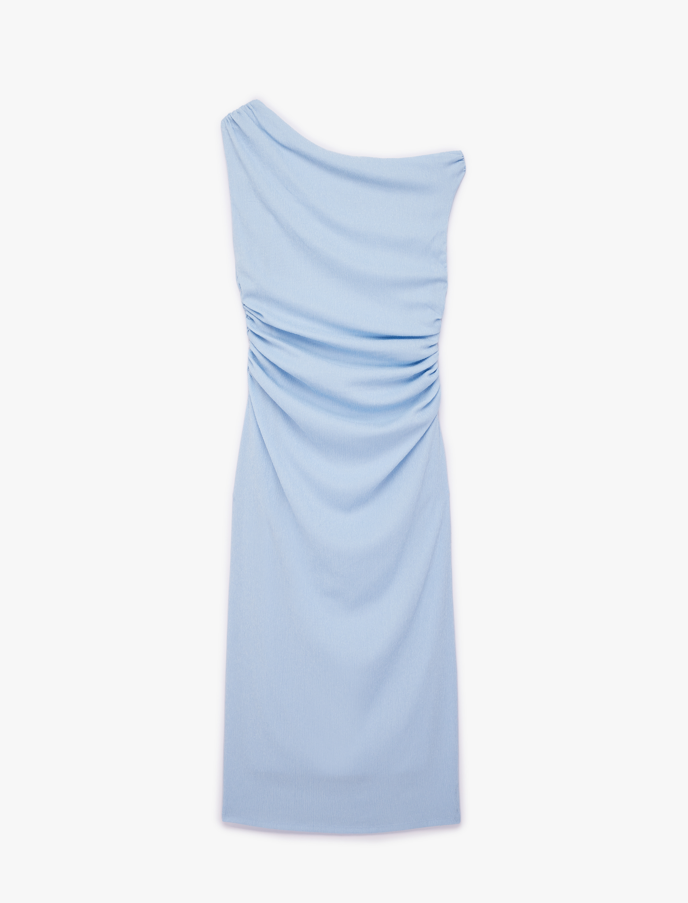   Asimetrik Yaka Kolsuz Drapeli Uzun Tek Omuz Elbise