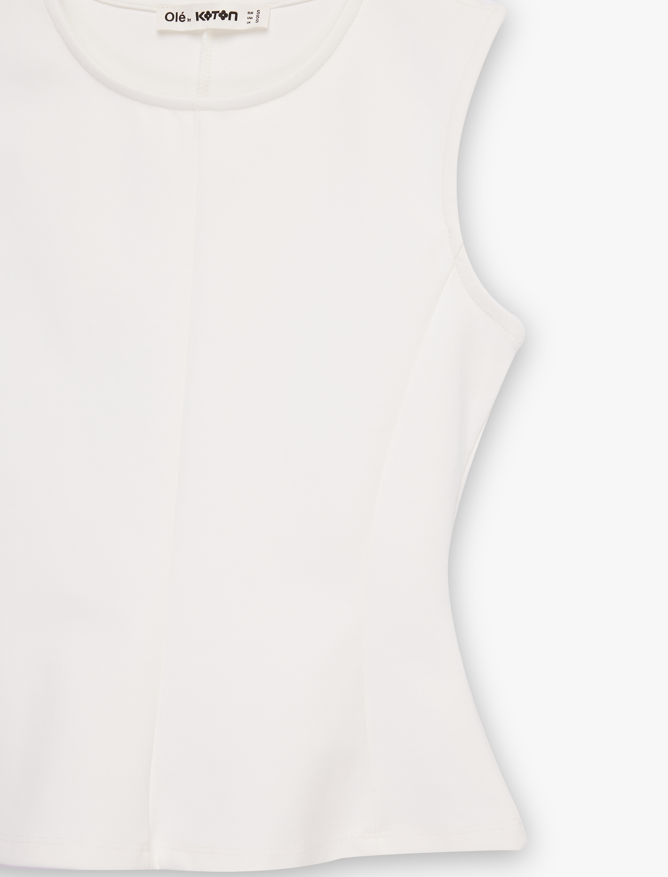   Pamuklu Slim Fit Kolsuz Bisiklet Yaka Bluz