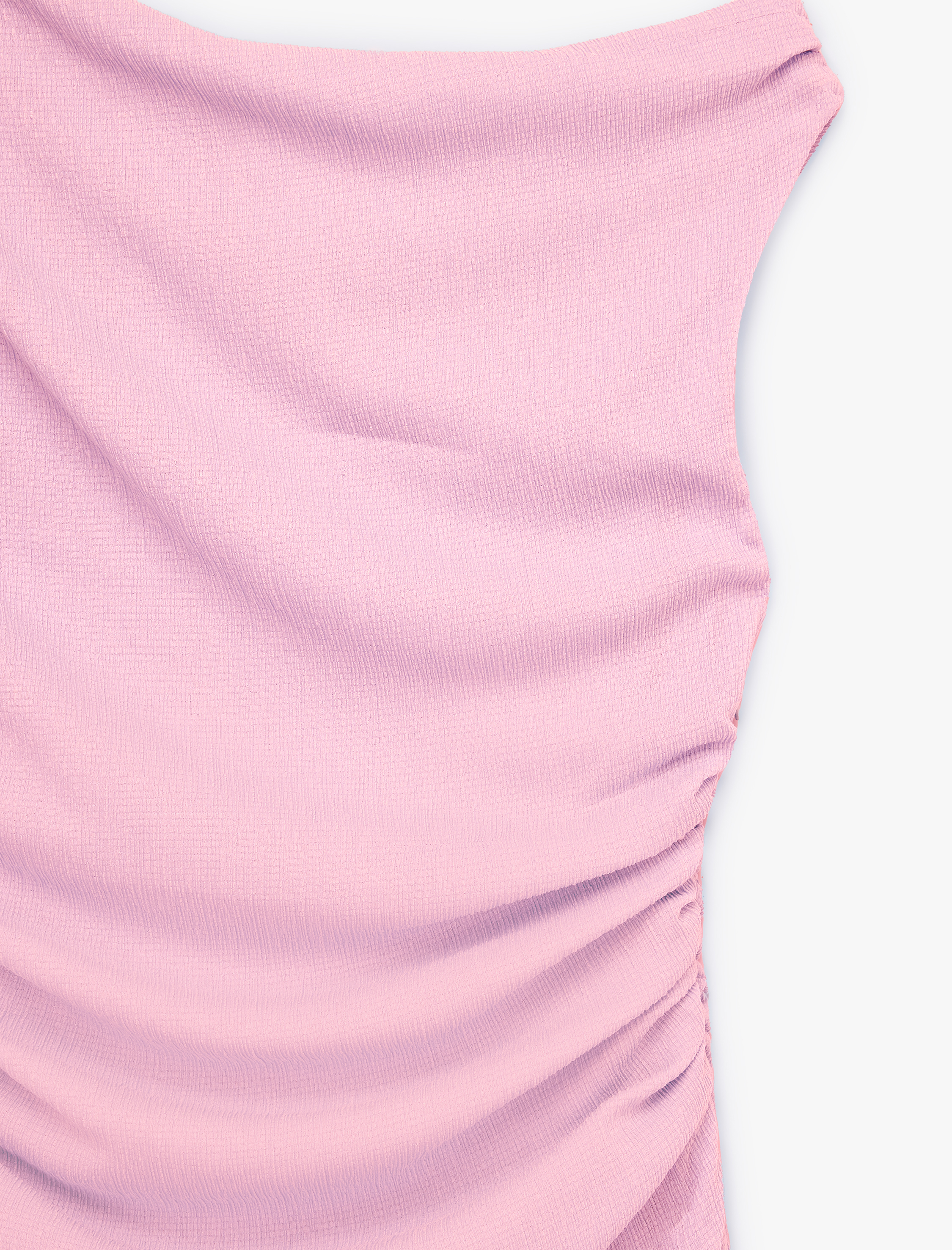   Asimetrik Yaka Kolsuz Drapeli Uzun Tek Omuz Elbise