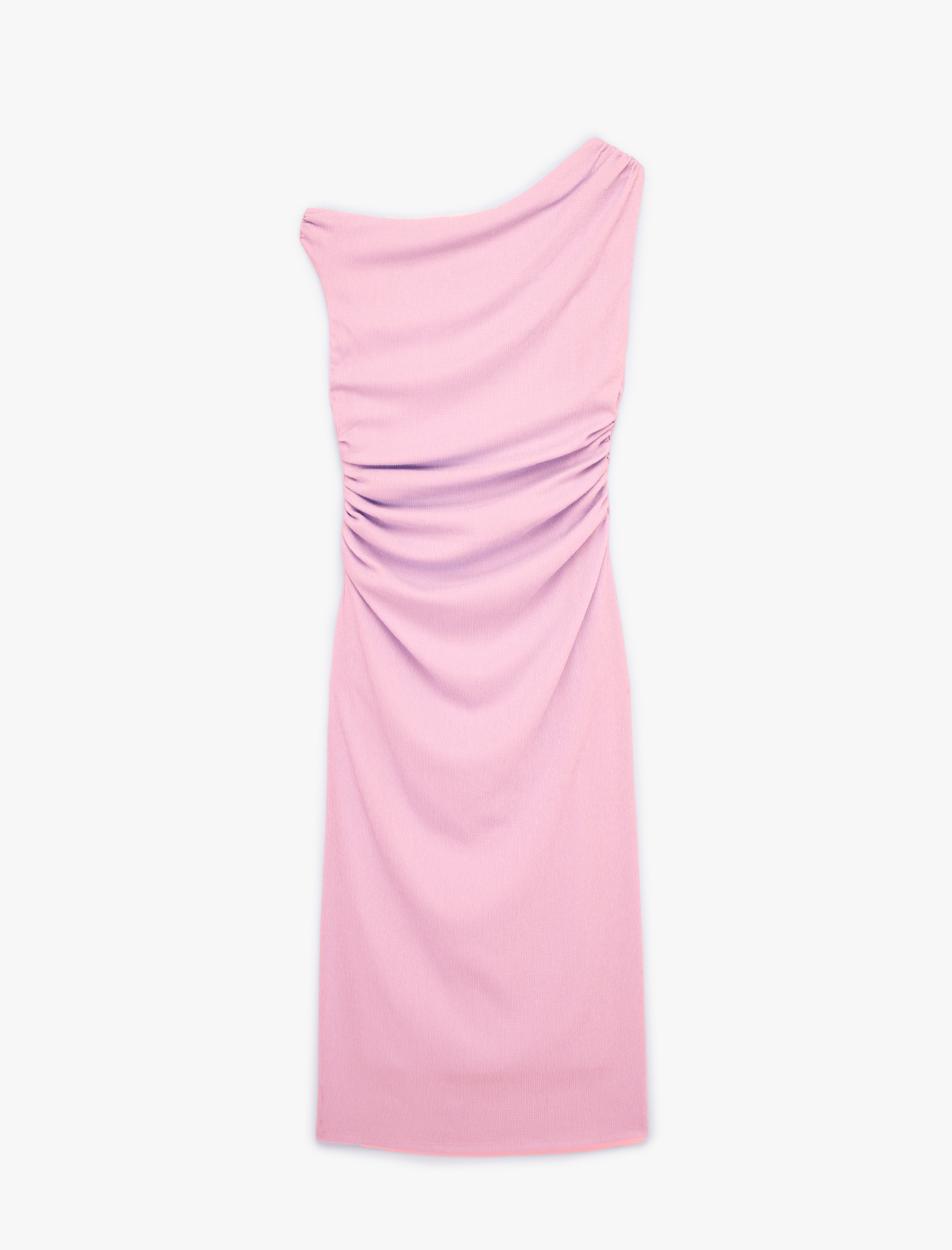   Asimetrik Yaka Kolsuz Drapeli Uzun Tek Omuz Elbise