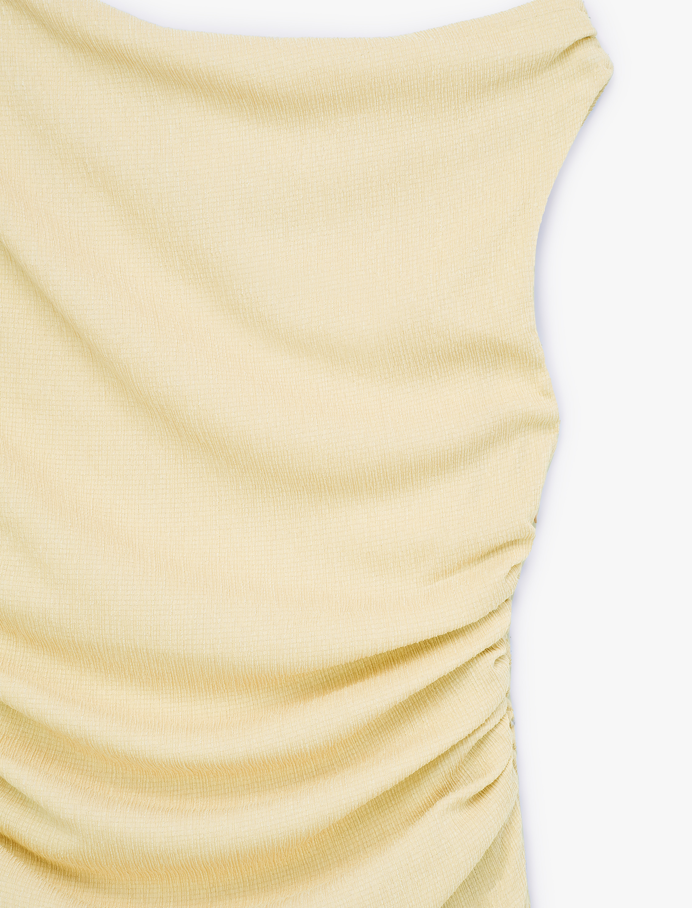   Asimetrik Yaka Kolsuz Drapeli Uzun Tek Omuz Elbise