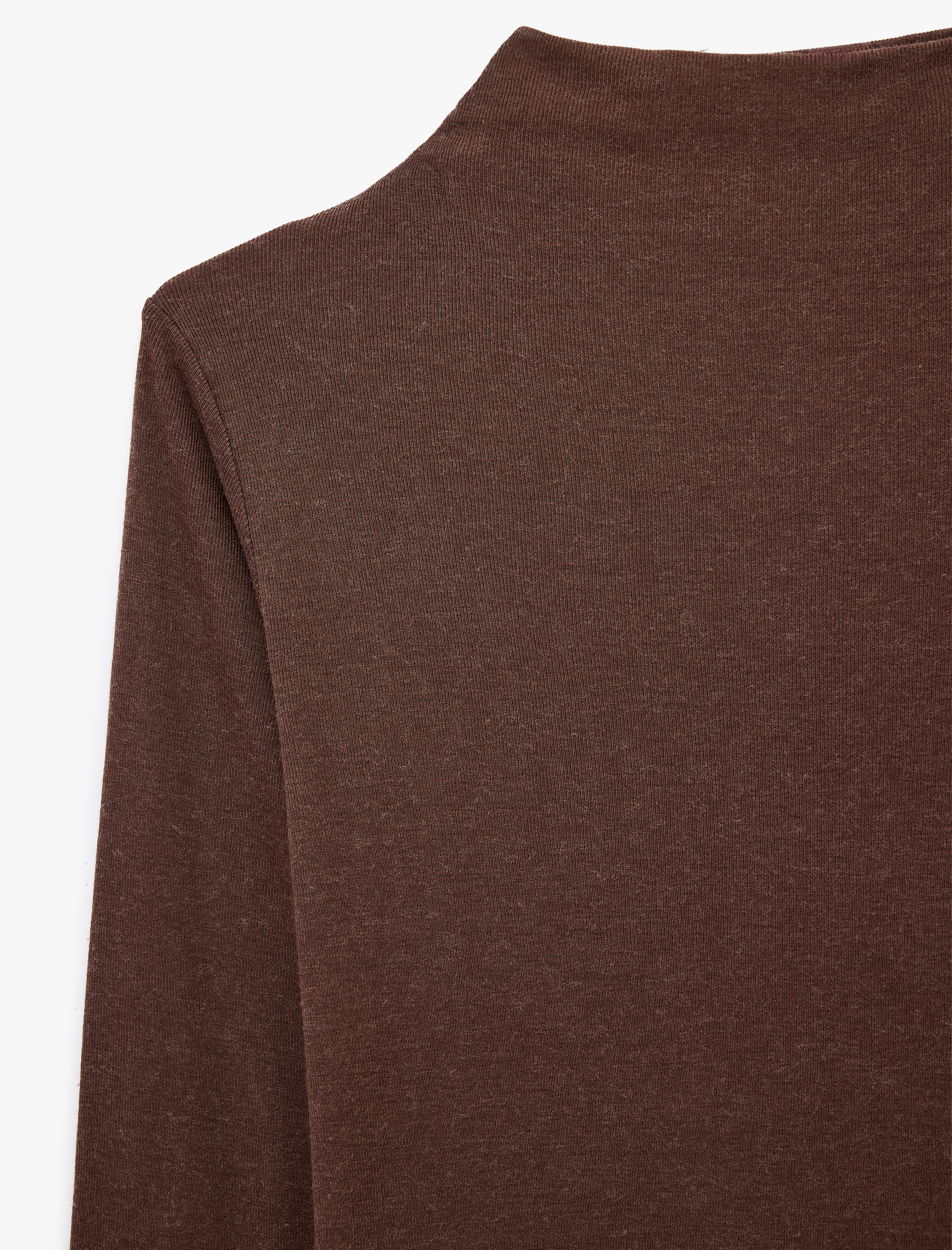   Koyun Yünü Karışımlı Slim Fit Uzun Kollu Dik Yaka Tişört