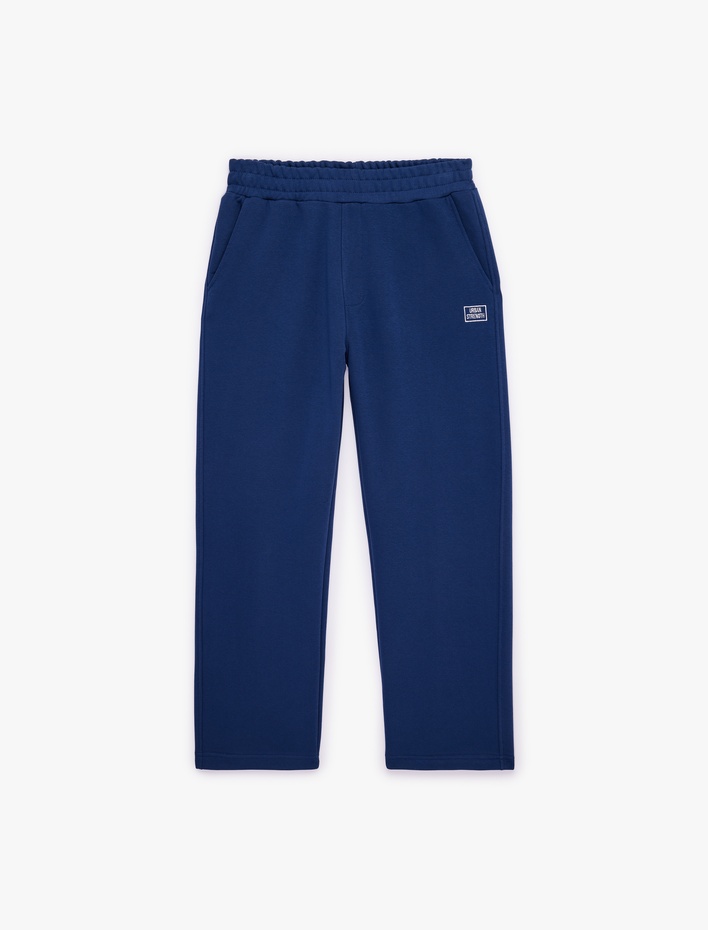  Rahat Kalıp Cepli Nakış Detaylı Beli Lastikli Geniş Paça Spor Eşofman Altı