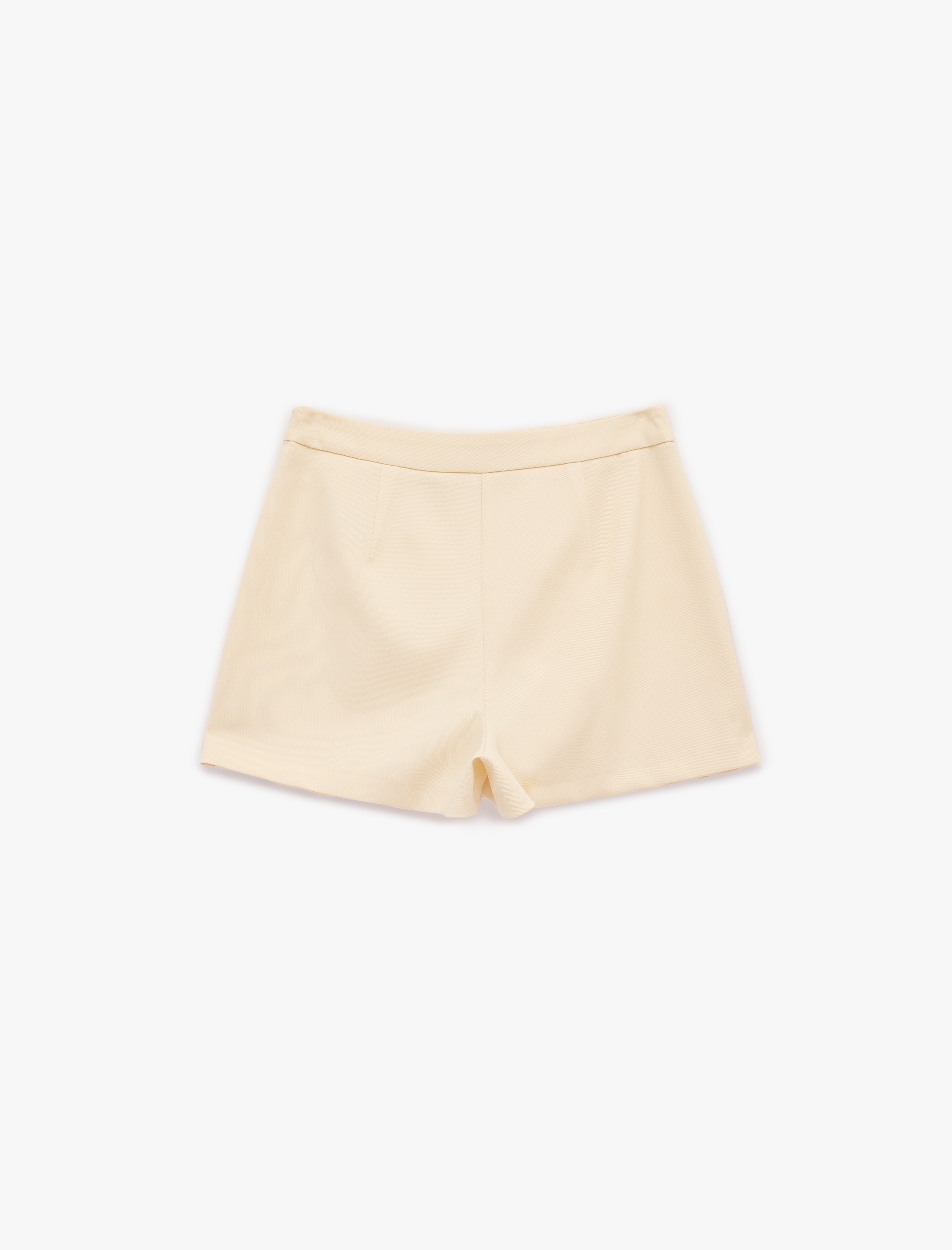   A Kesim Yüksek Bel Düğme Detaylı Pileli Mini Şort Etek