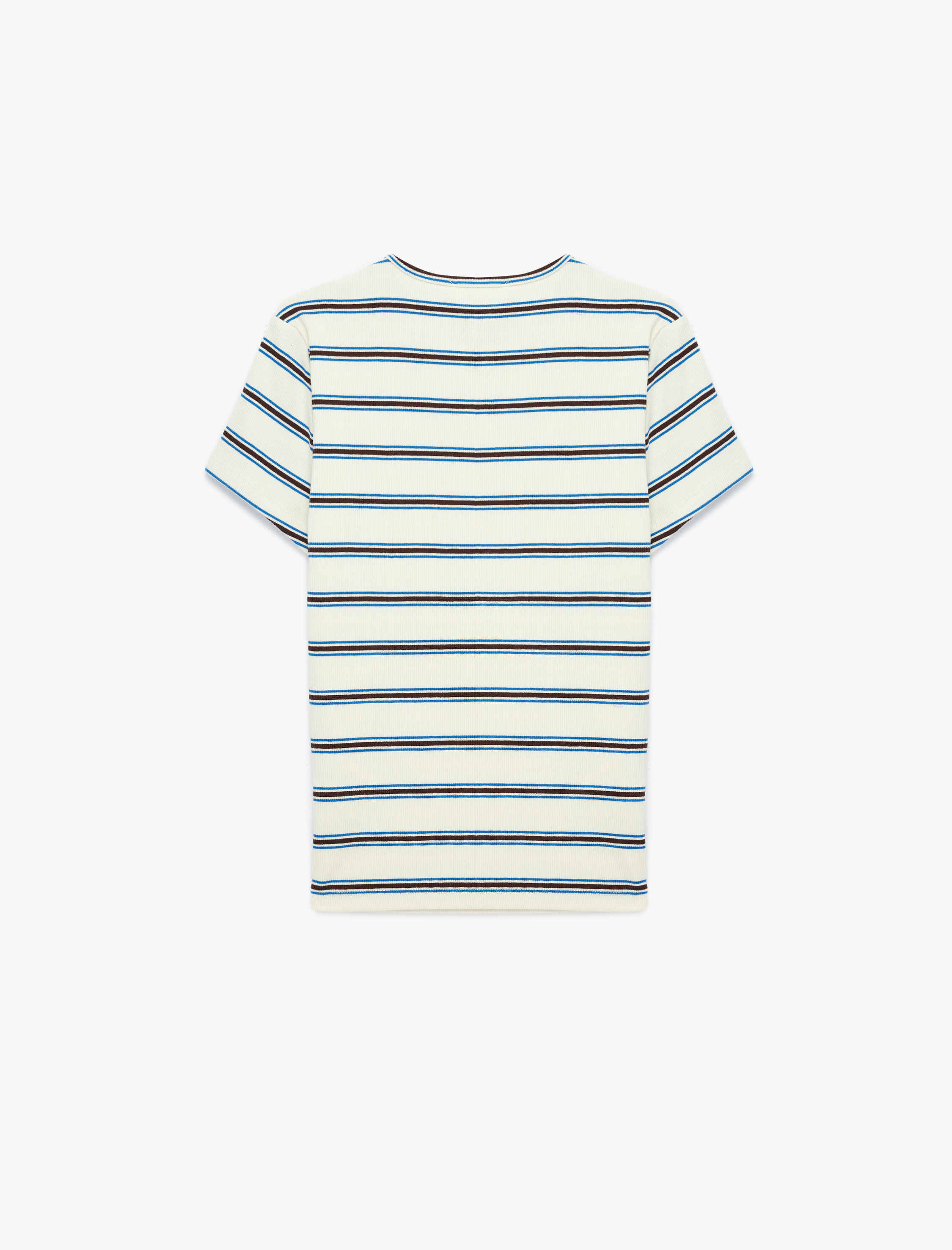  Çizgili Pamuklu Bisiklet Yaka Kısa Kollu Slim Fit Tişört