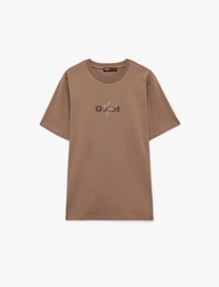 Regular Fit Kısa Kollu Bisiklet Yaka Pamuklu Baskılı Tişört