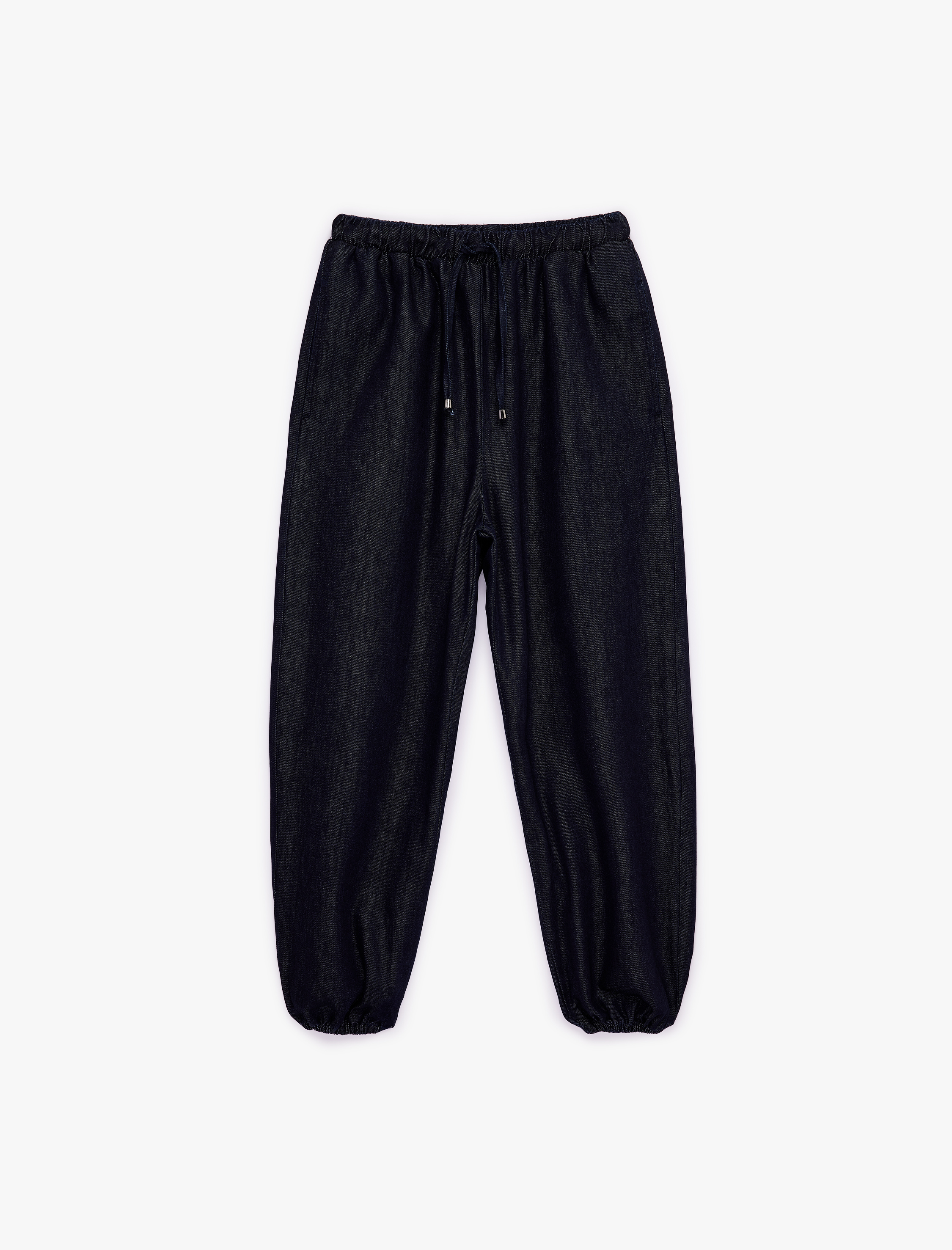   Rahat Kalıp Beli Bağcıklı Cepli Jogger Denim Pantolon