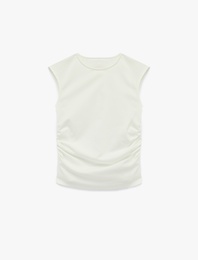 Pamuklu Kısa Kollu Bisiklet Yaka Drapeli Tişört