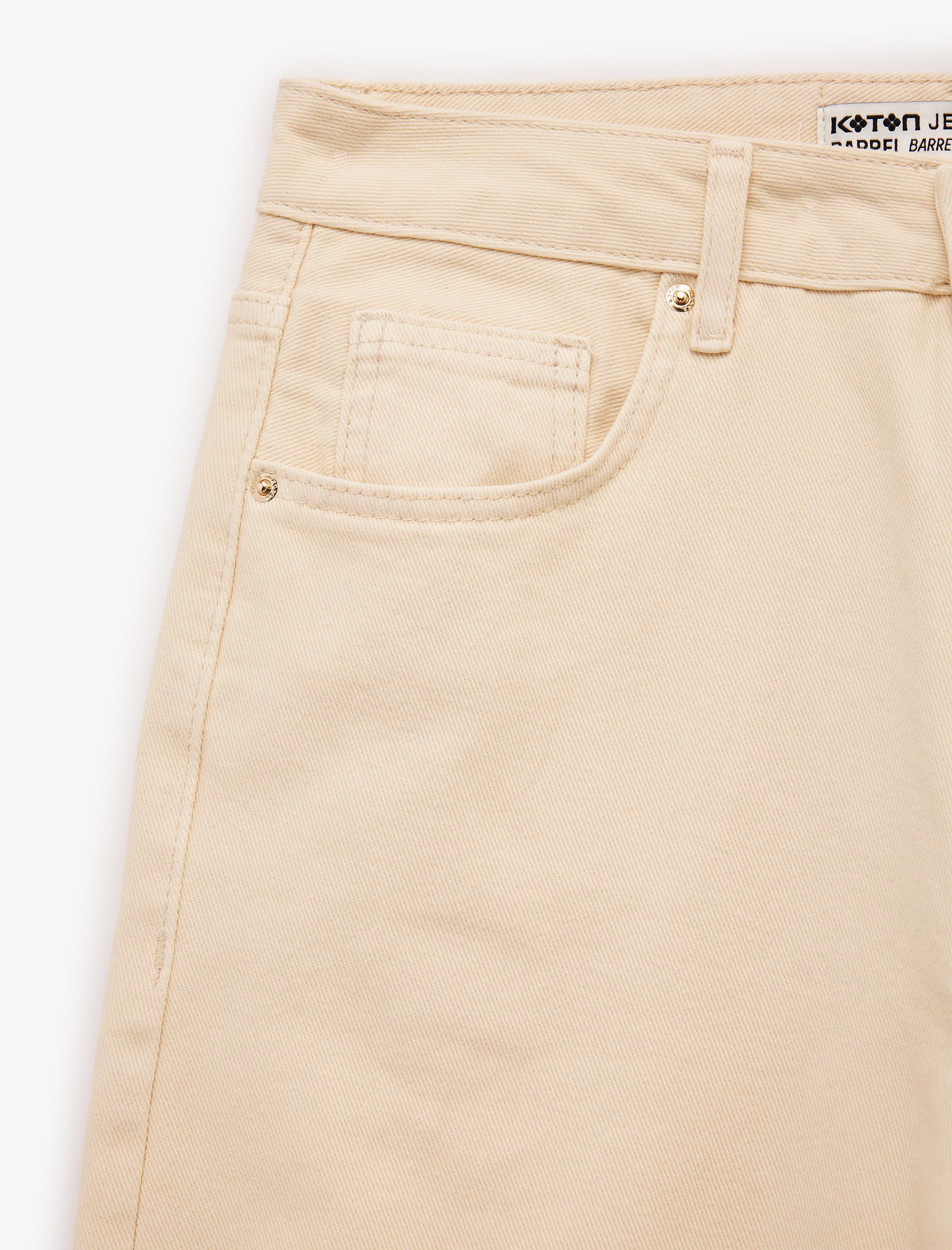   Pamuklu Rahat Kalıp Düğmeli Cepli Balon Pantolon - Balloon Jeans